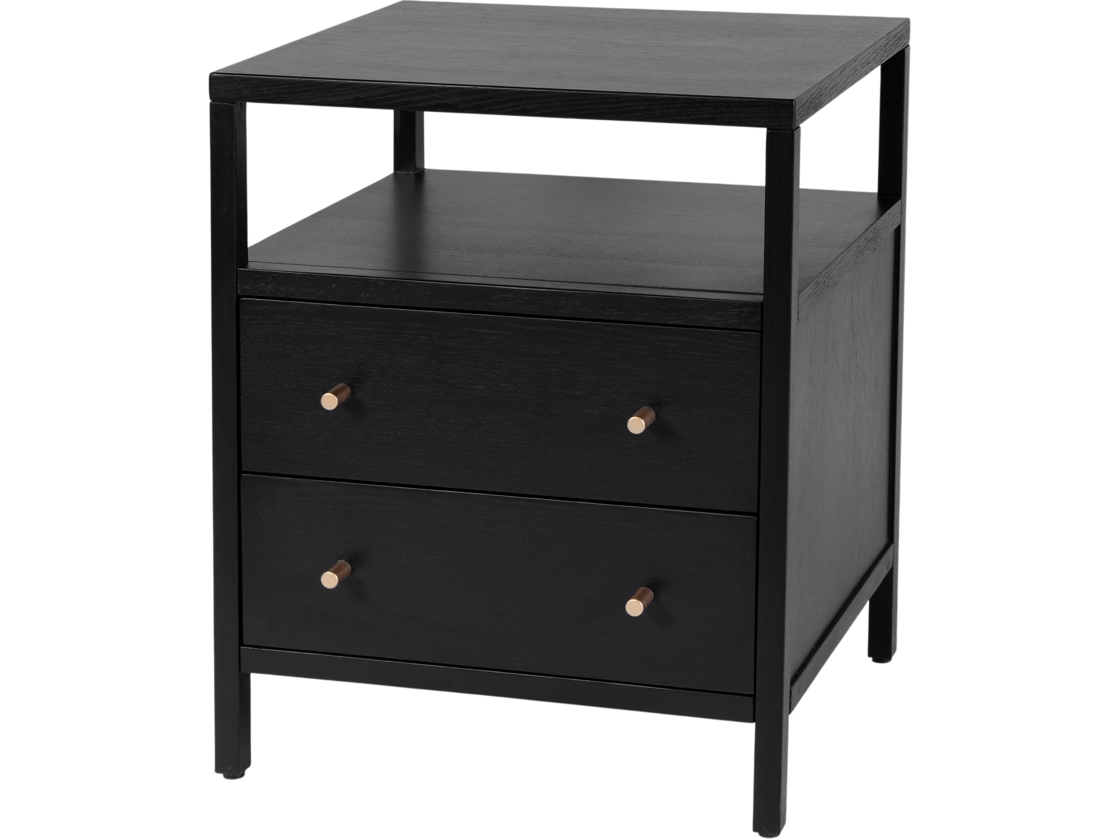 Mendel 2-Drawers Oak Wood Nightstand