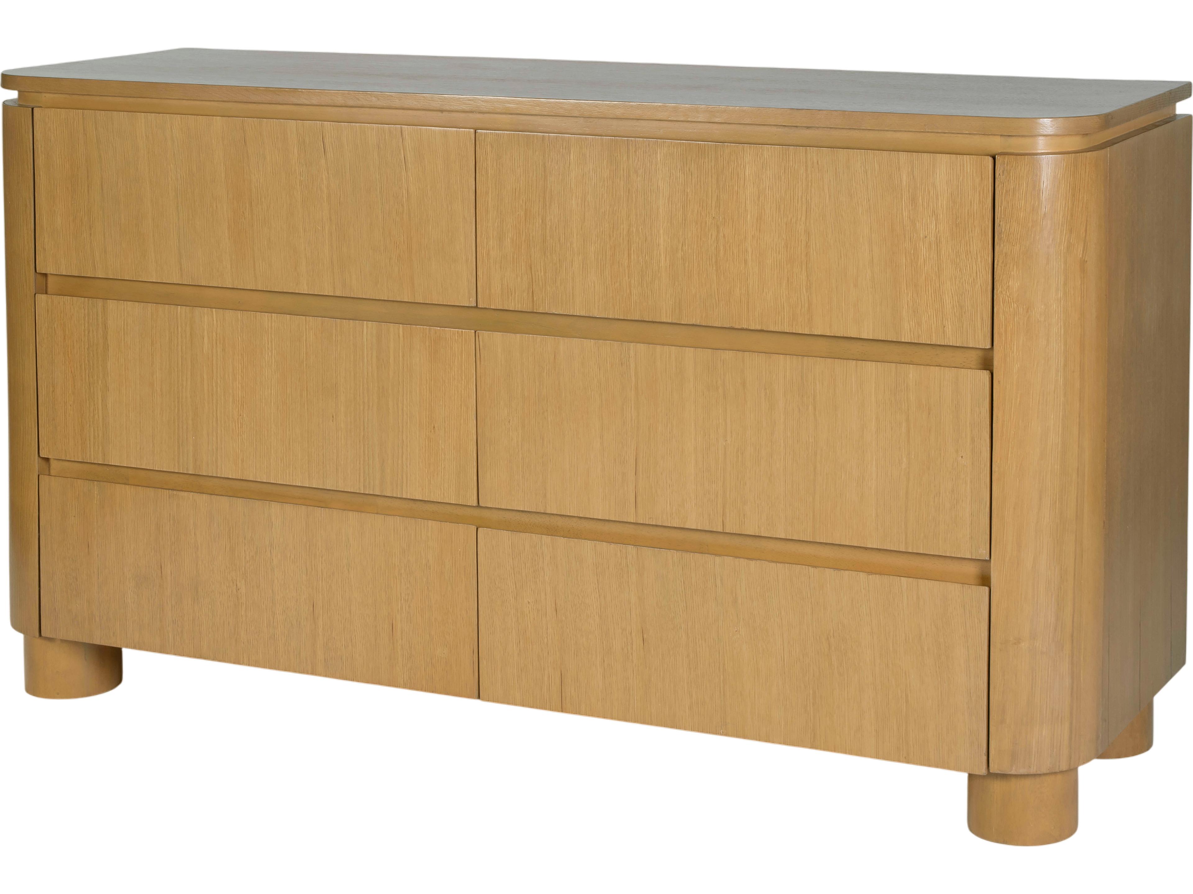 Genoa 6-Drawers Oak Wood Double Dresser
