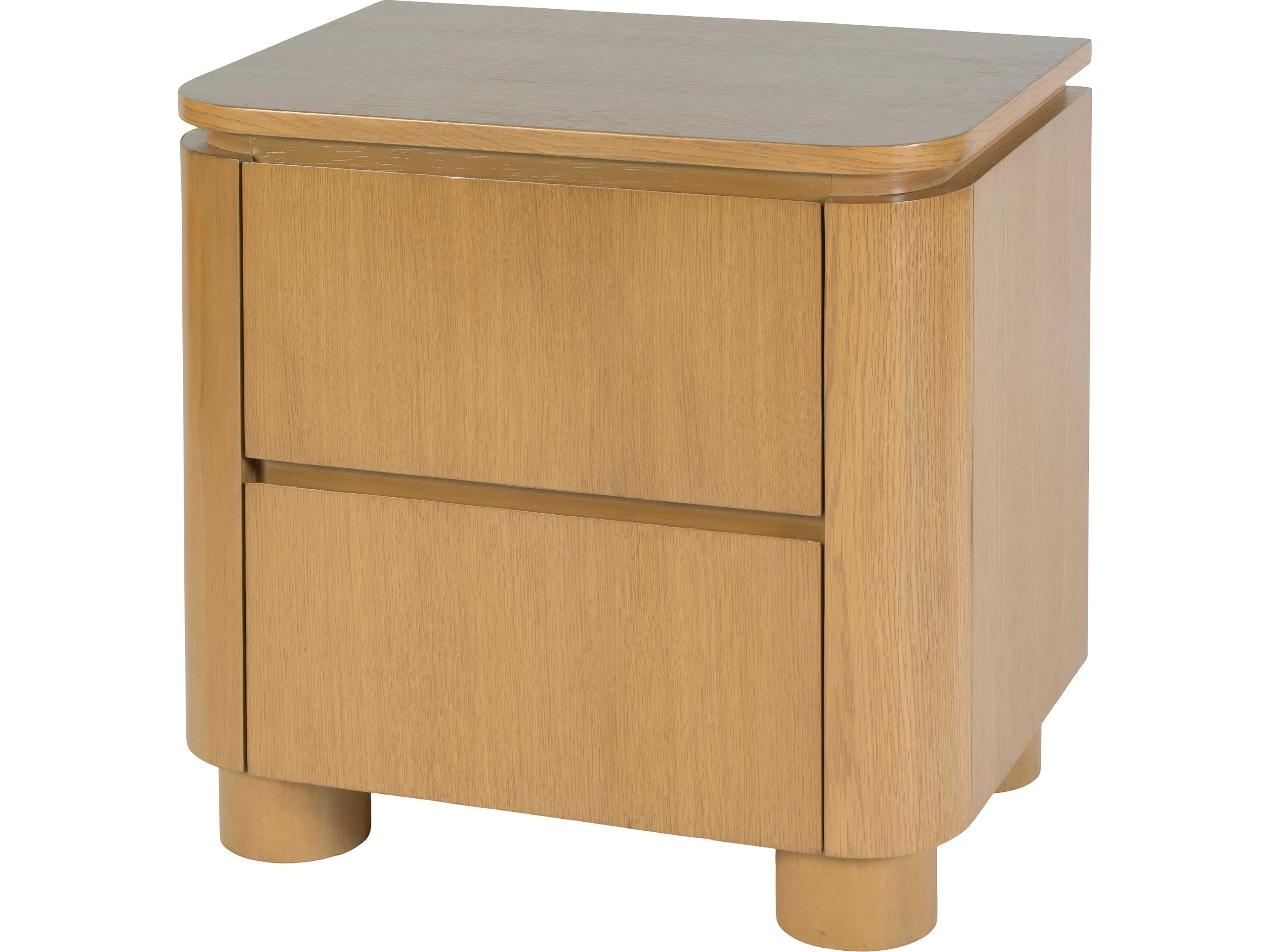 Genoa 2-Drawers Oak Wood Nightstand