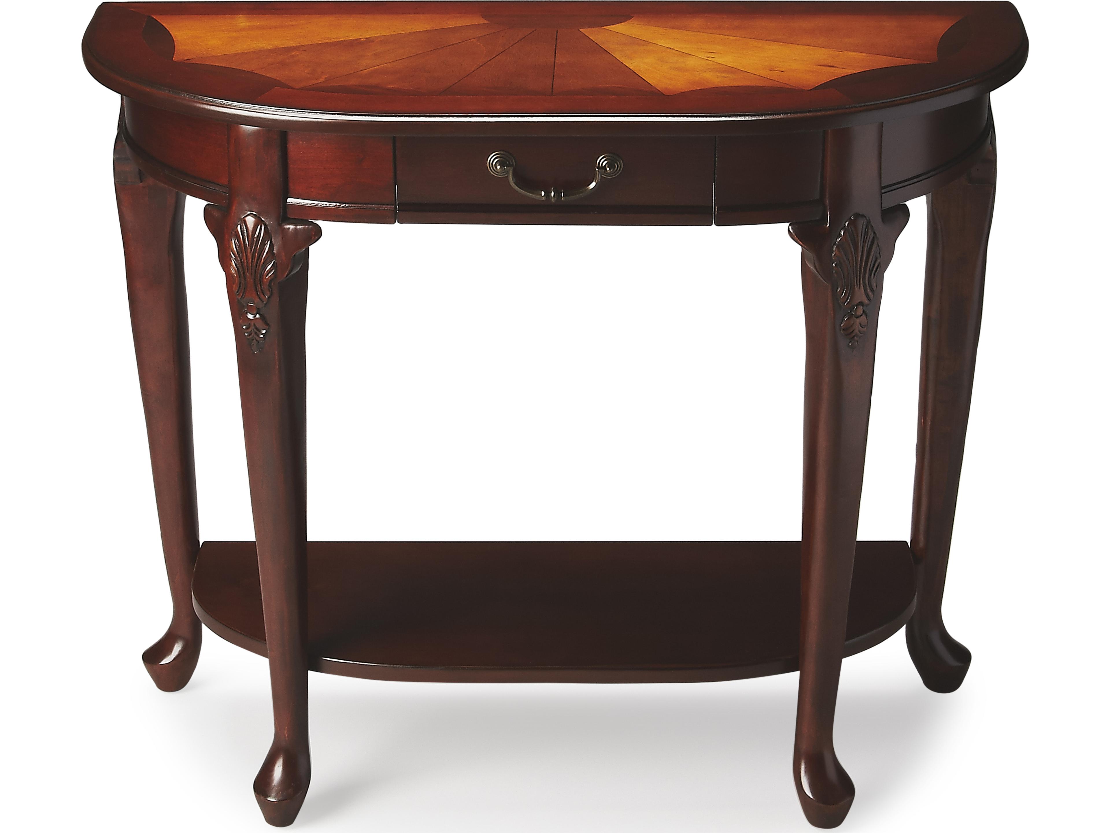 Kimball Demilune Wood Cherry Console Table