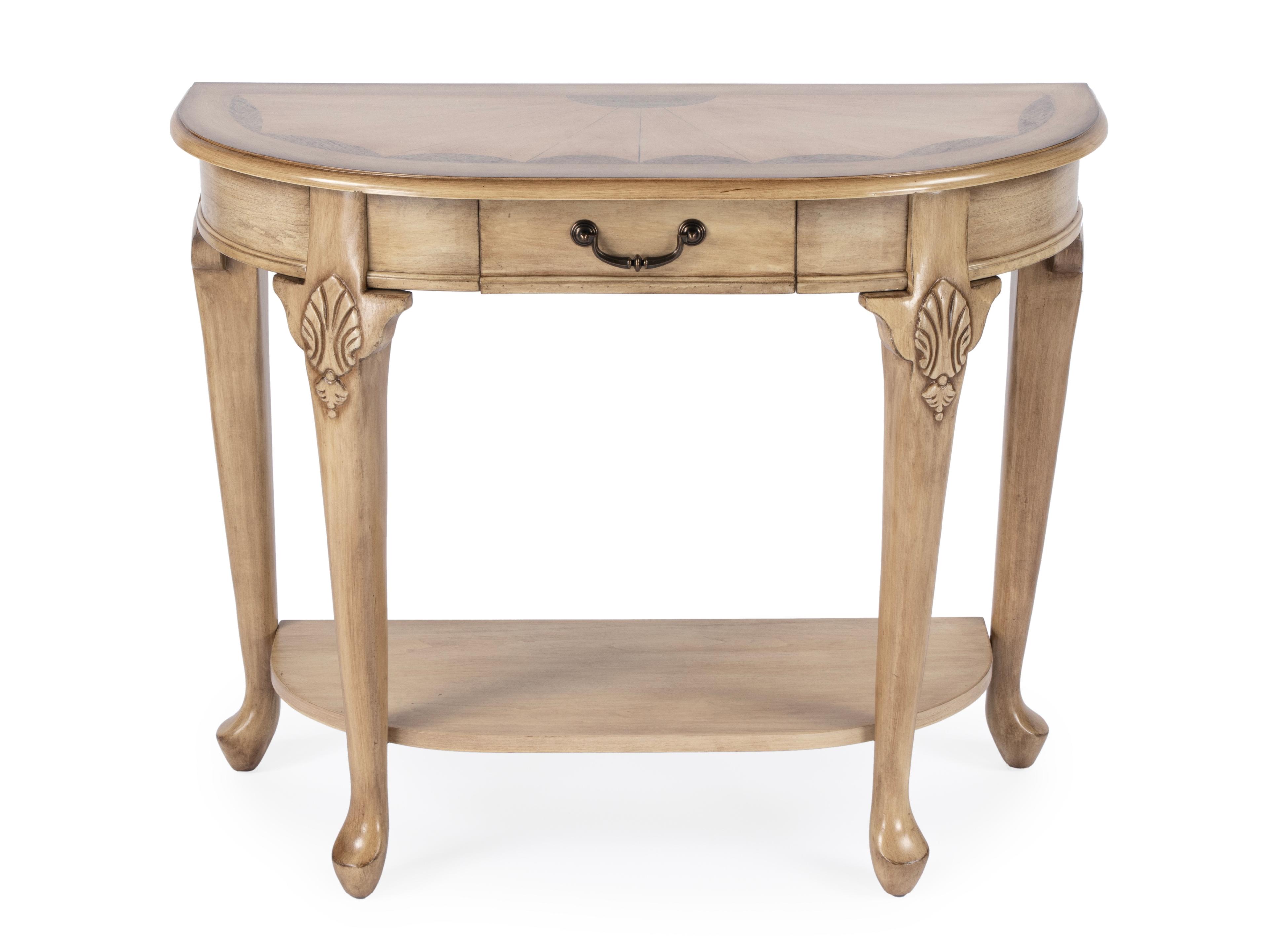 Kimball Demilune Wood Antique Beige Console Table