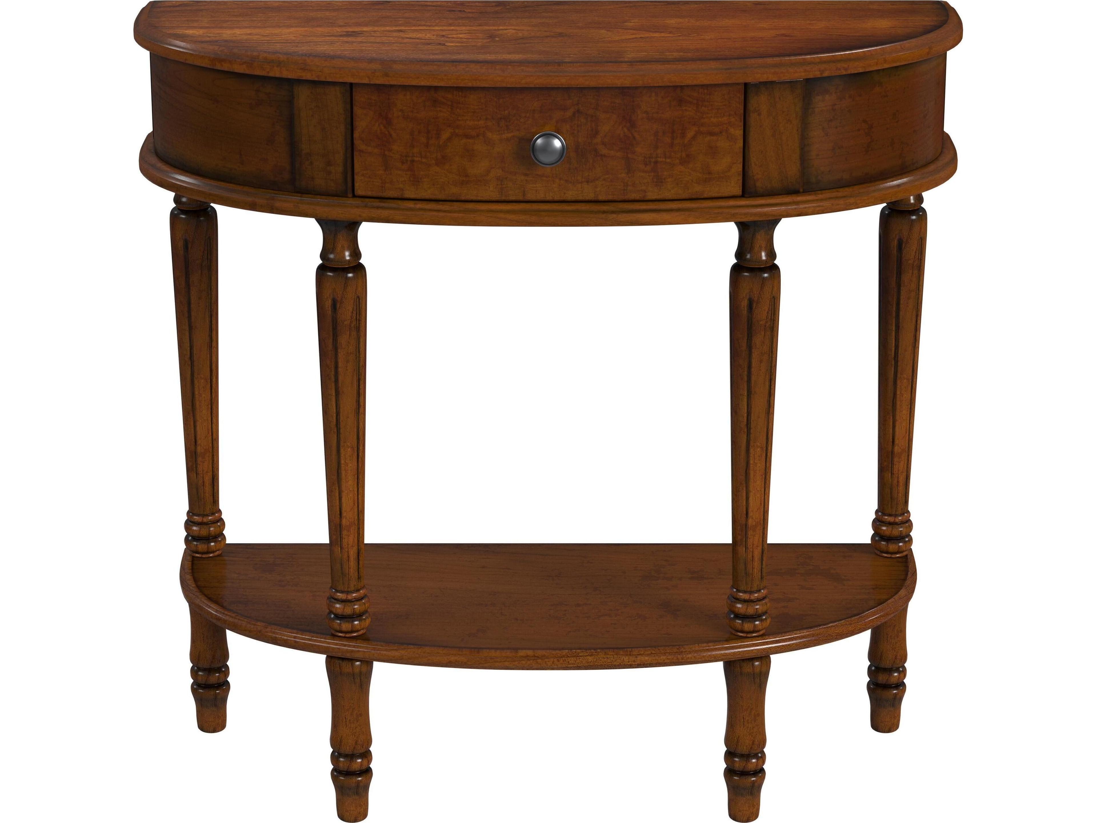 Mozart Demilune Wood Antique Cherry Console Table