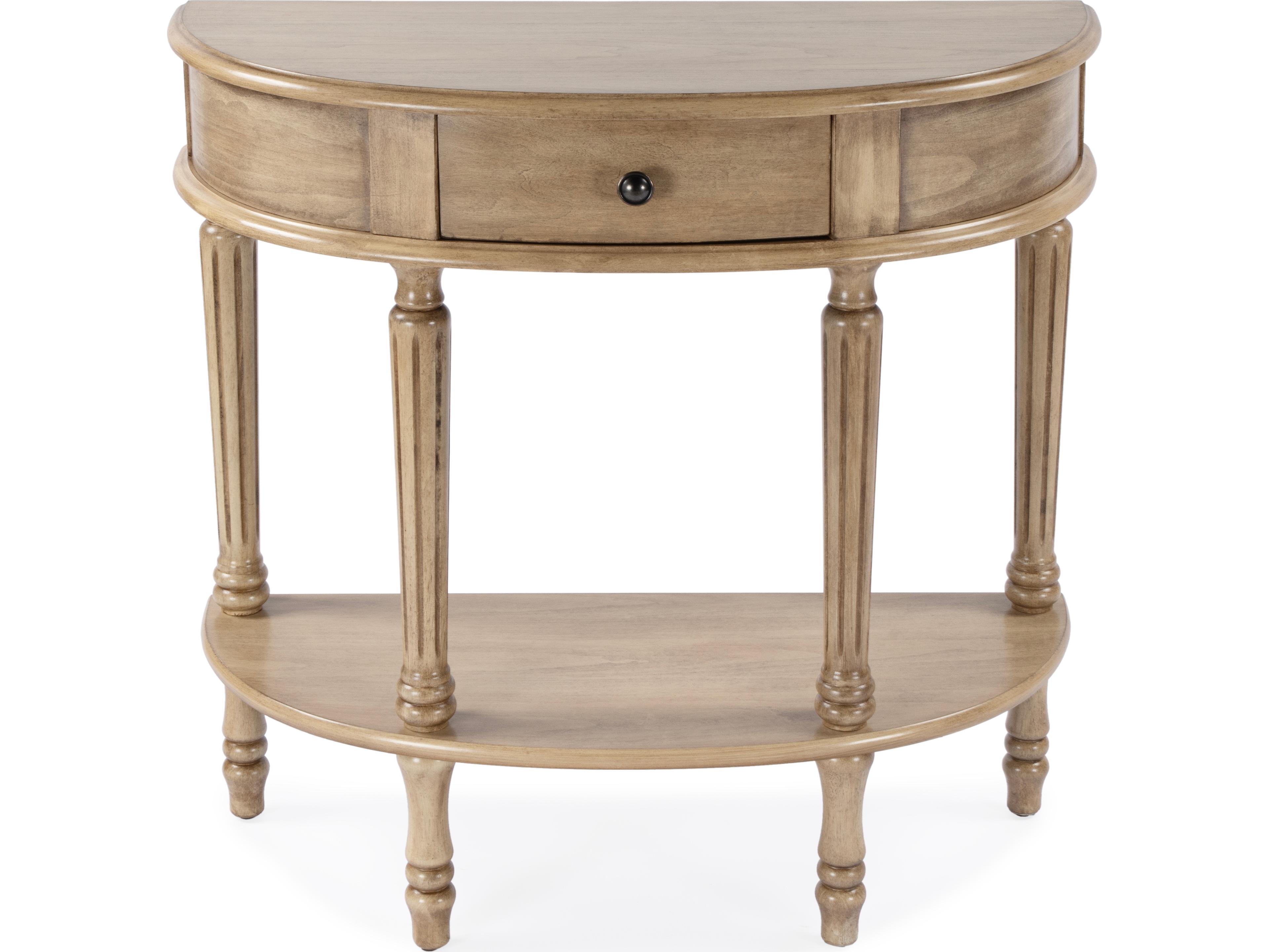 Mozart Demilune Wood Antique Beige Console Table