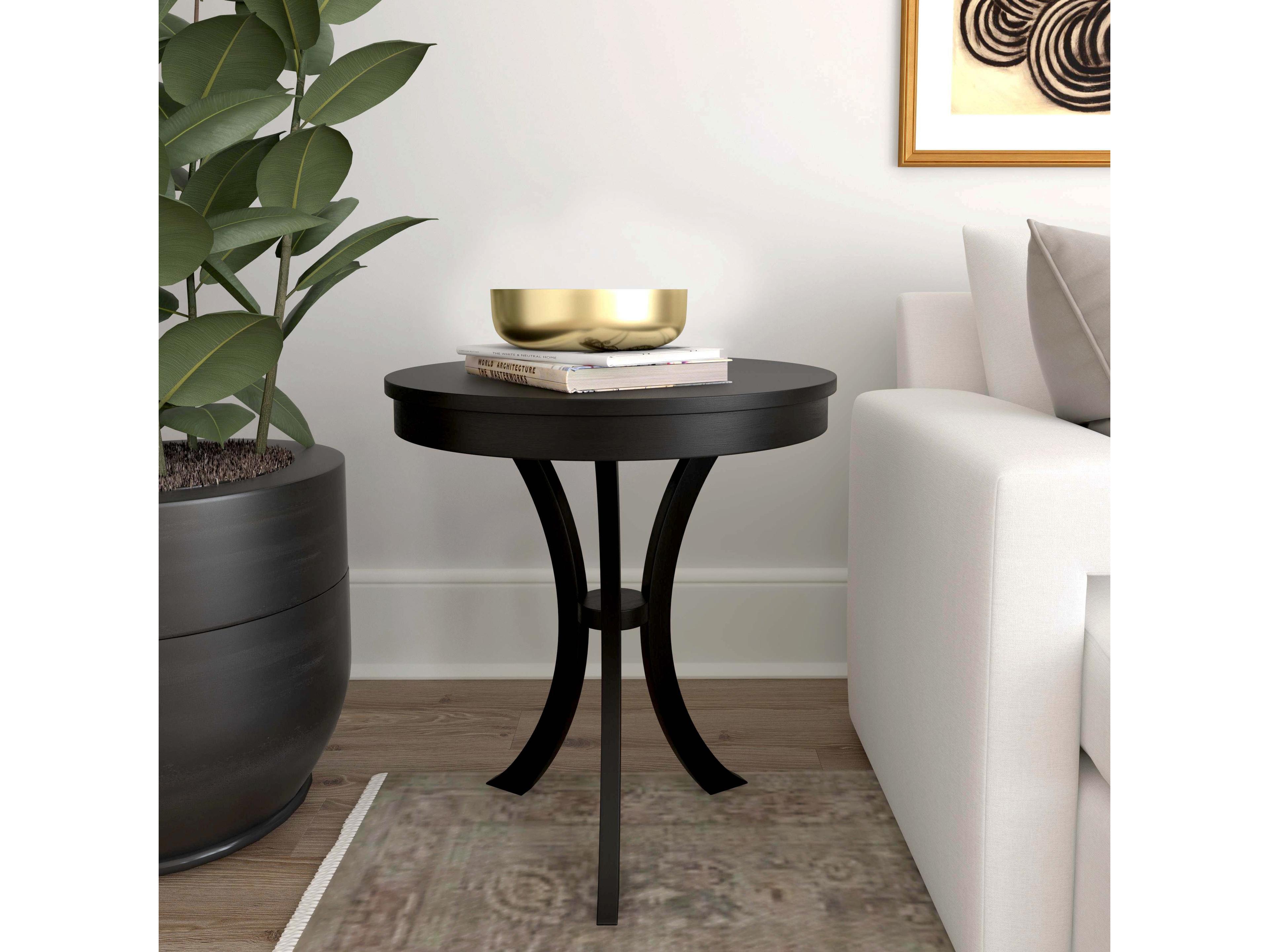 Butler Gerard Round Wood Black End Table