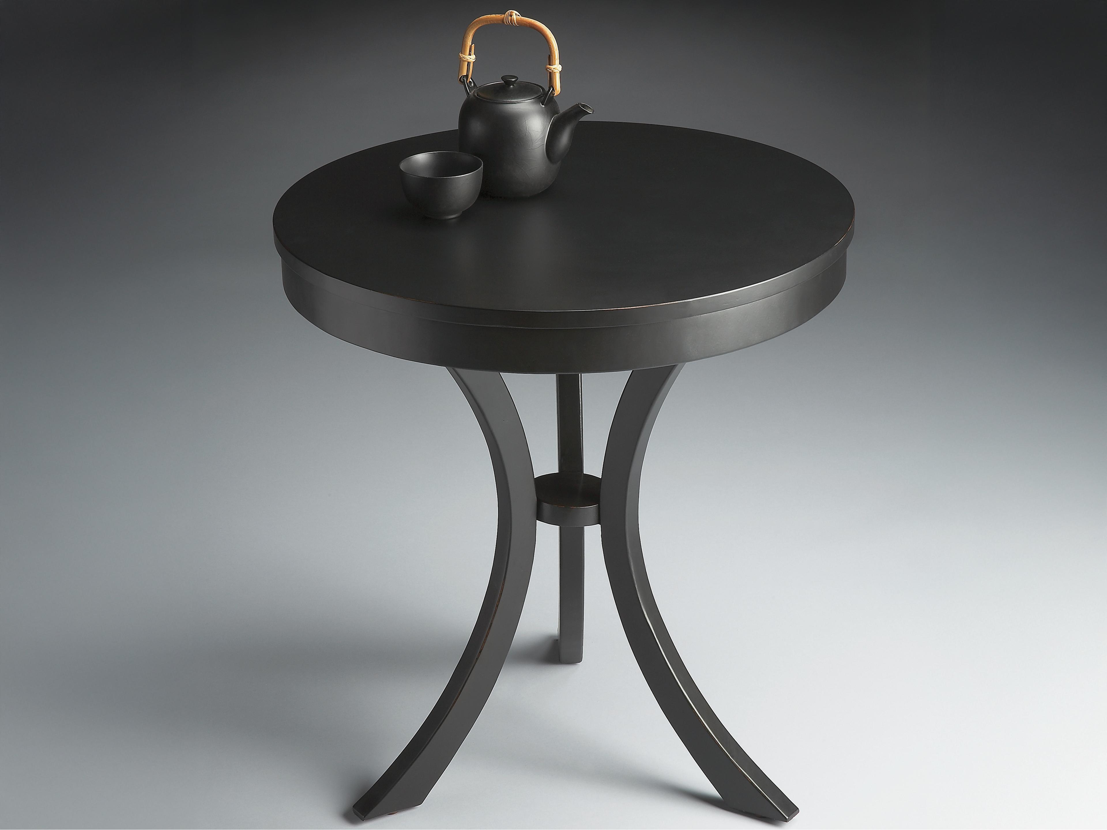 Butler Gerard Round Wood Black End Table