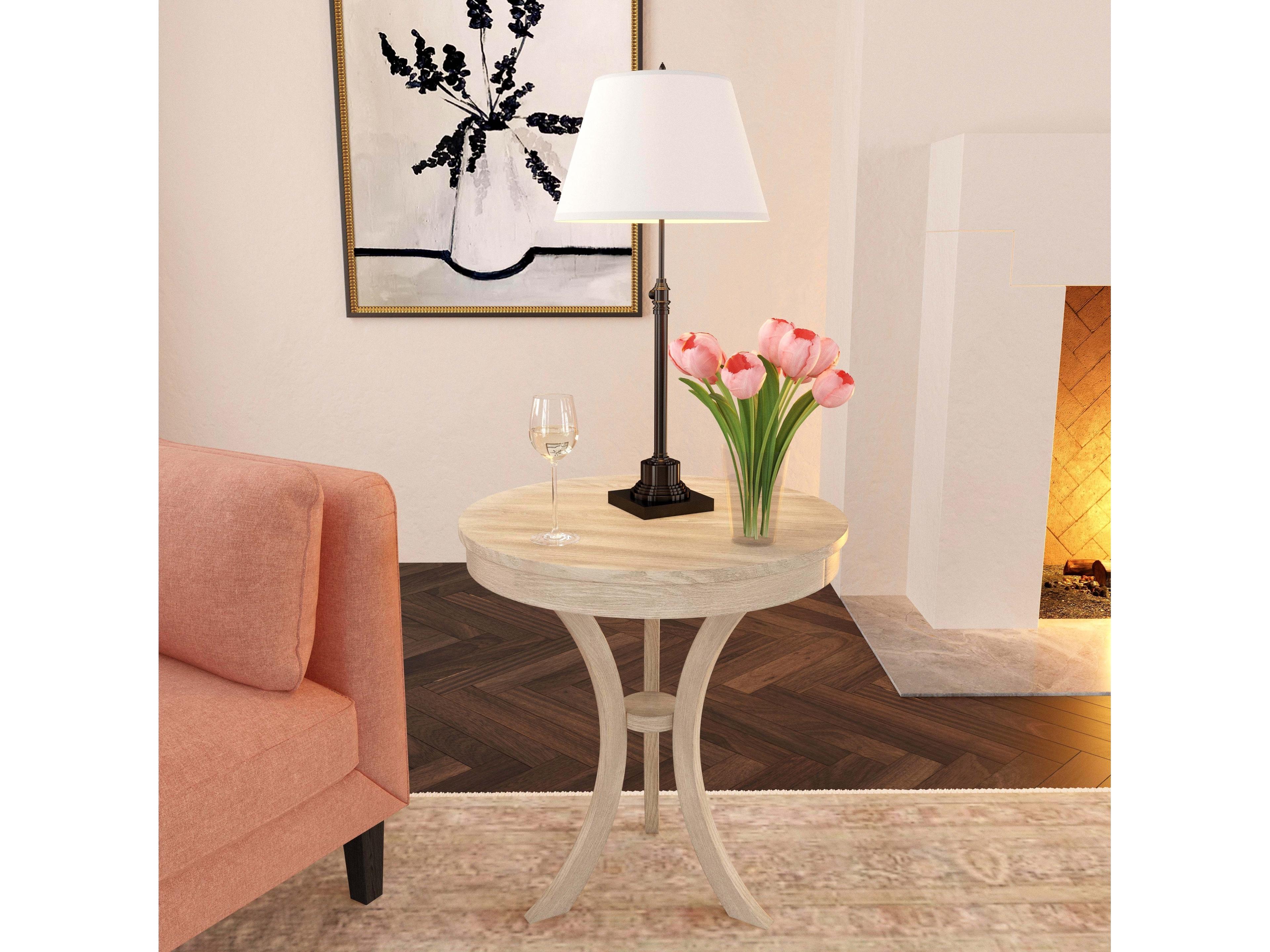 Butler Gerard Round Wood Gray End Table