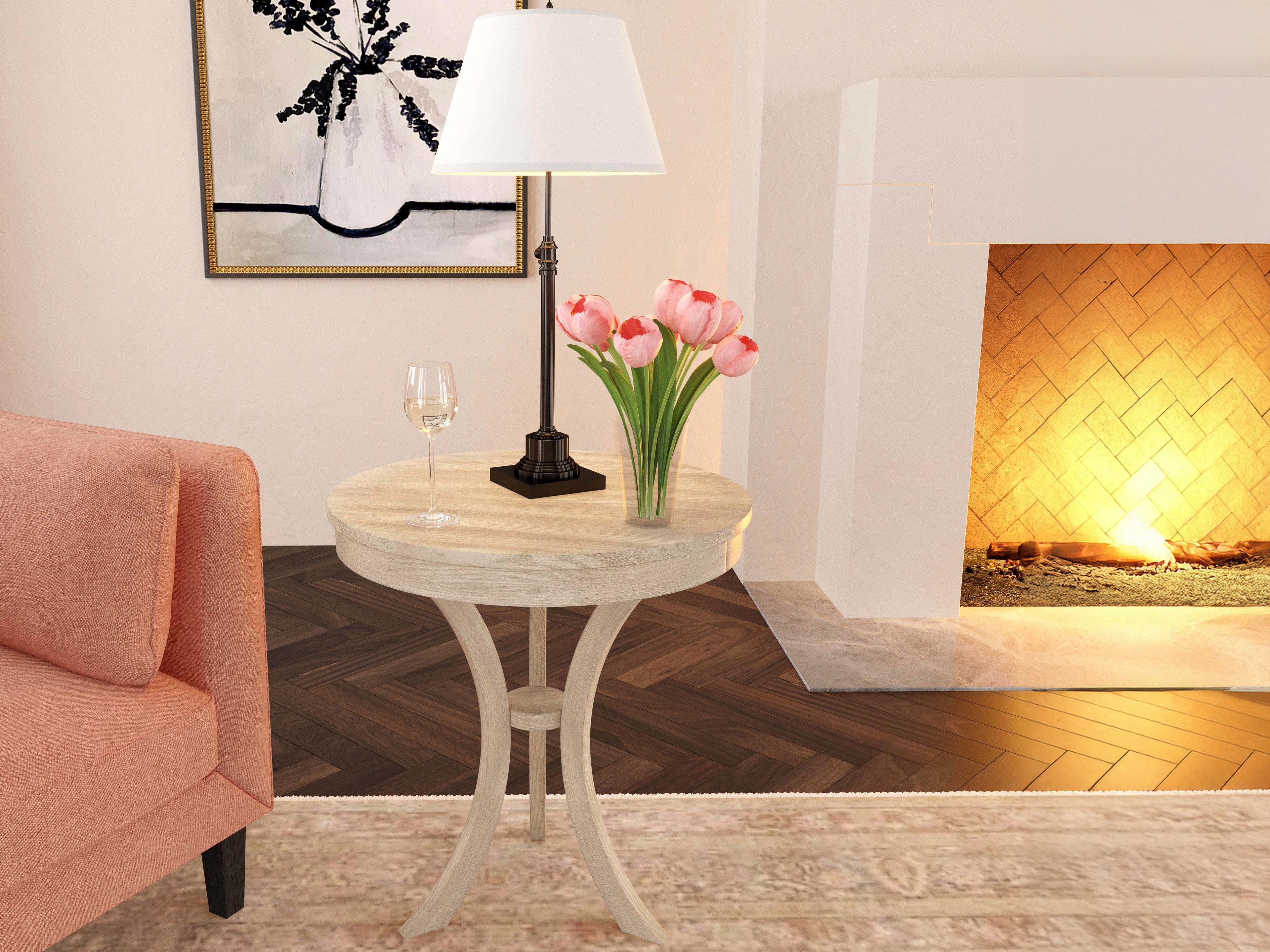 Butler Gerard Round Wood Gray End Table