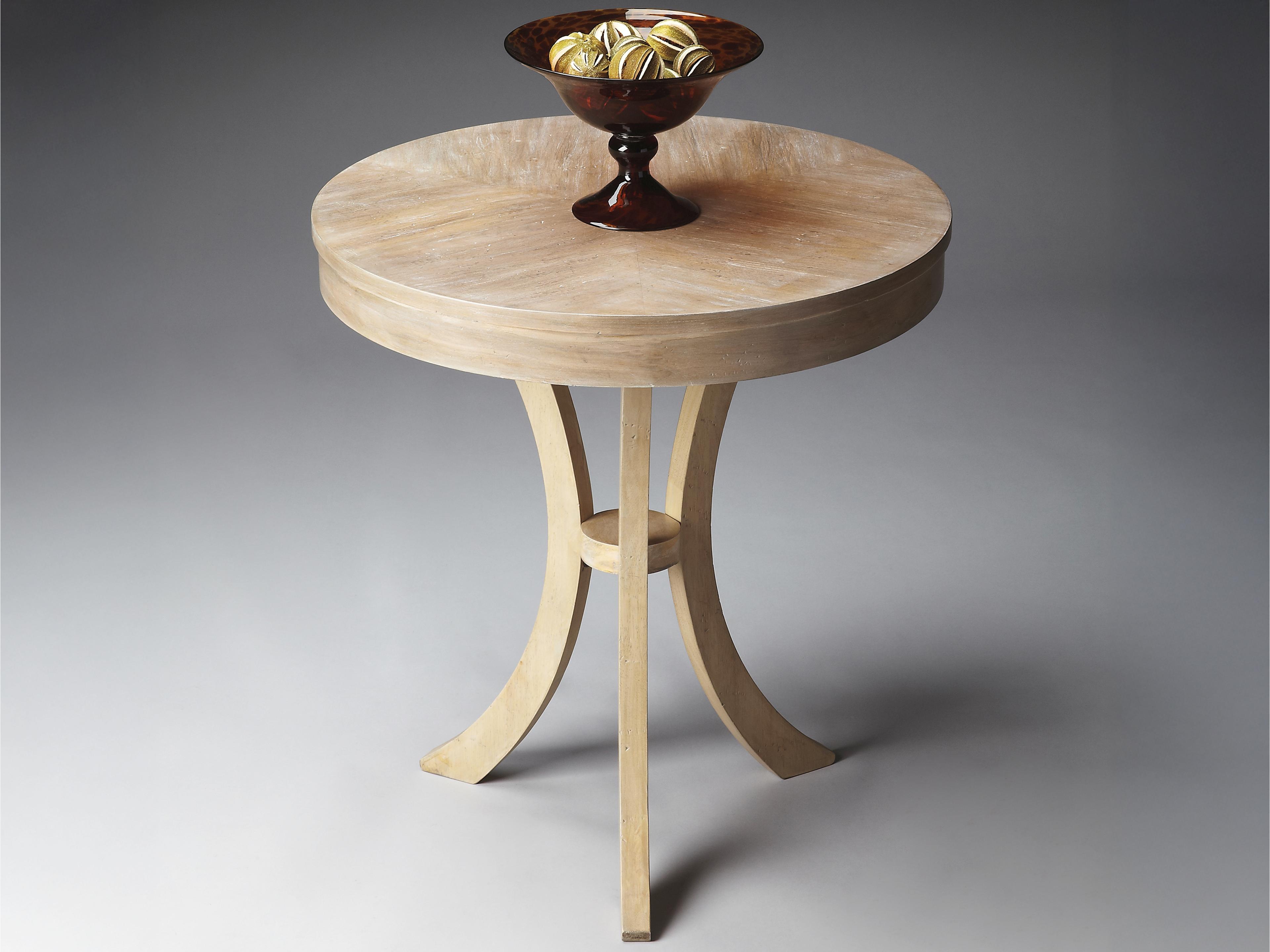 Butler Gerard Round Wood Gray End Table