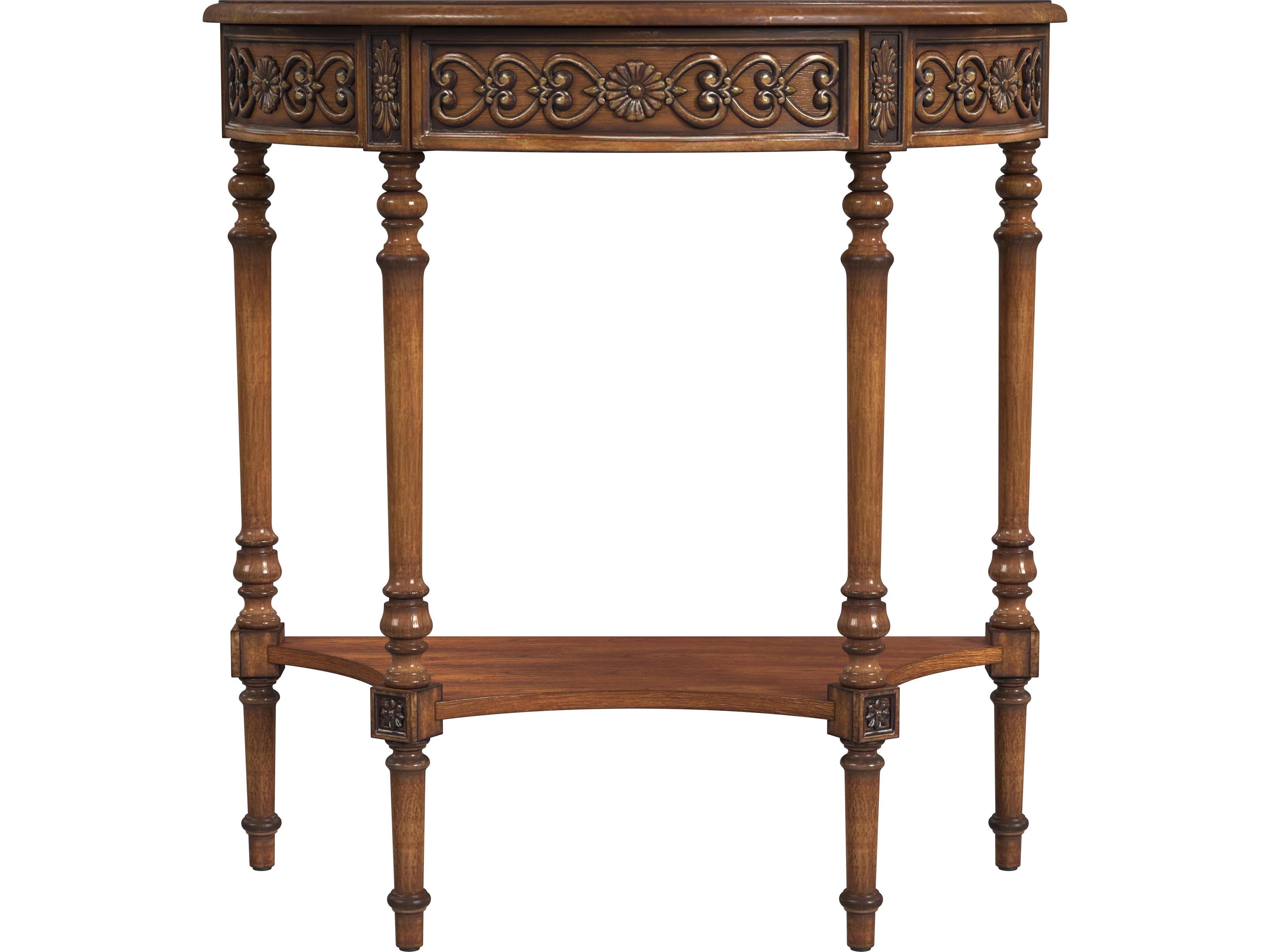 Butler Danelle Demilune Wood Antique Cherry Console Table