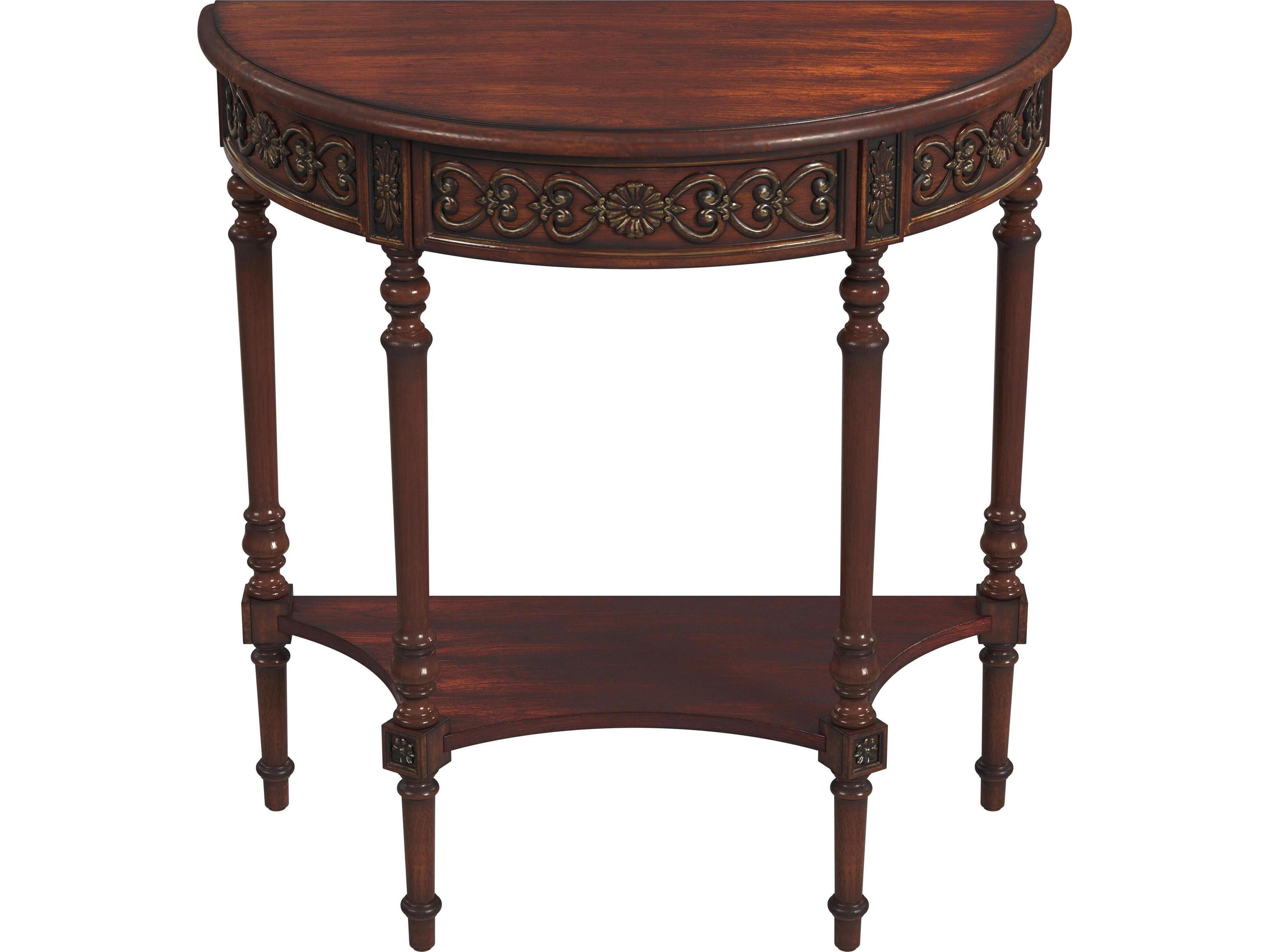 Butler Danelle Demilune Wood Cherry Console Table