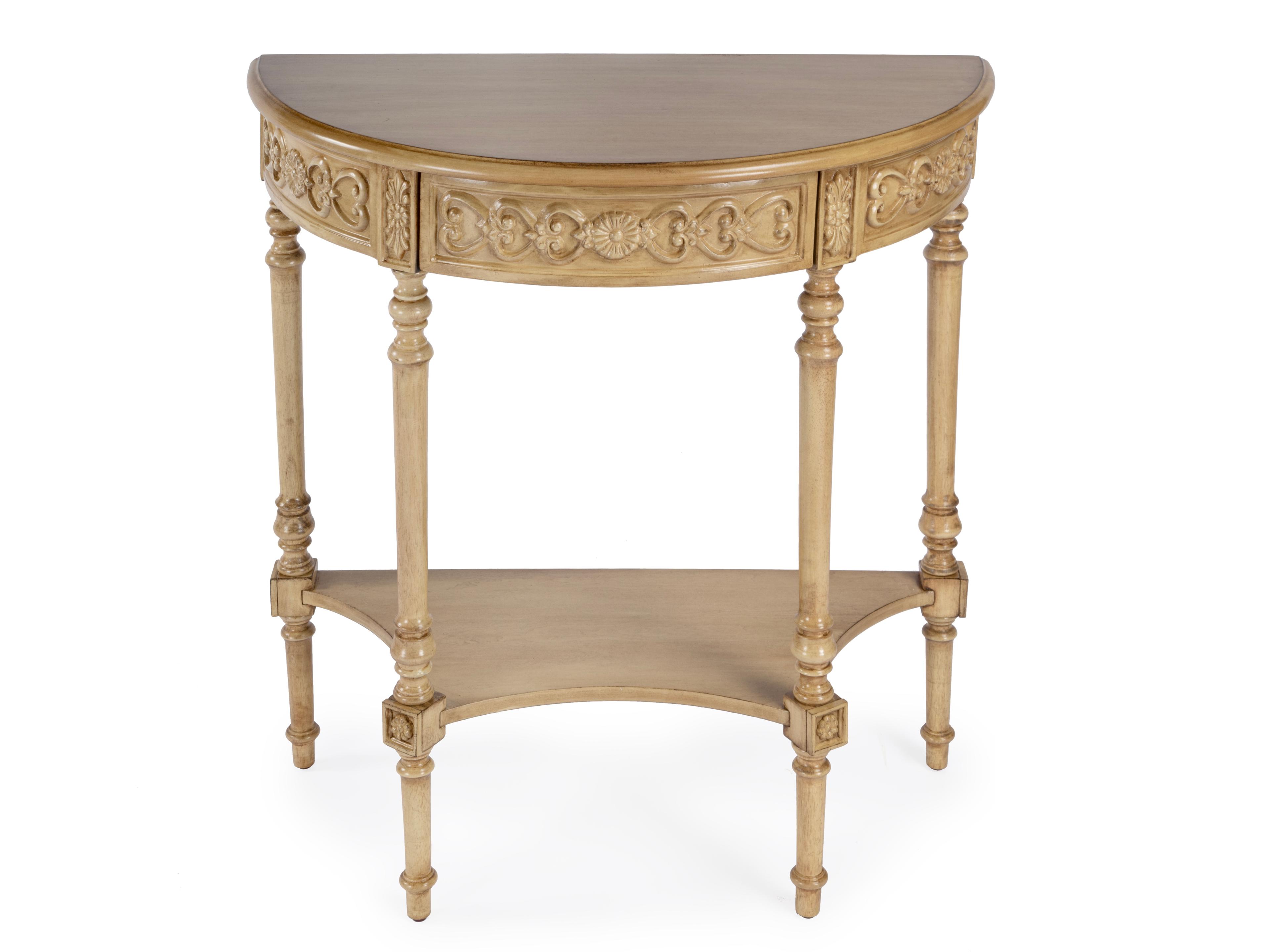 Danelle Demilune Wood Antique Beige Console Table