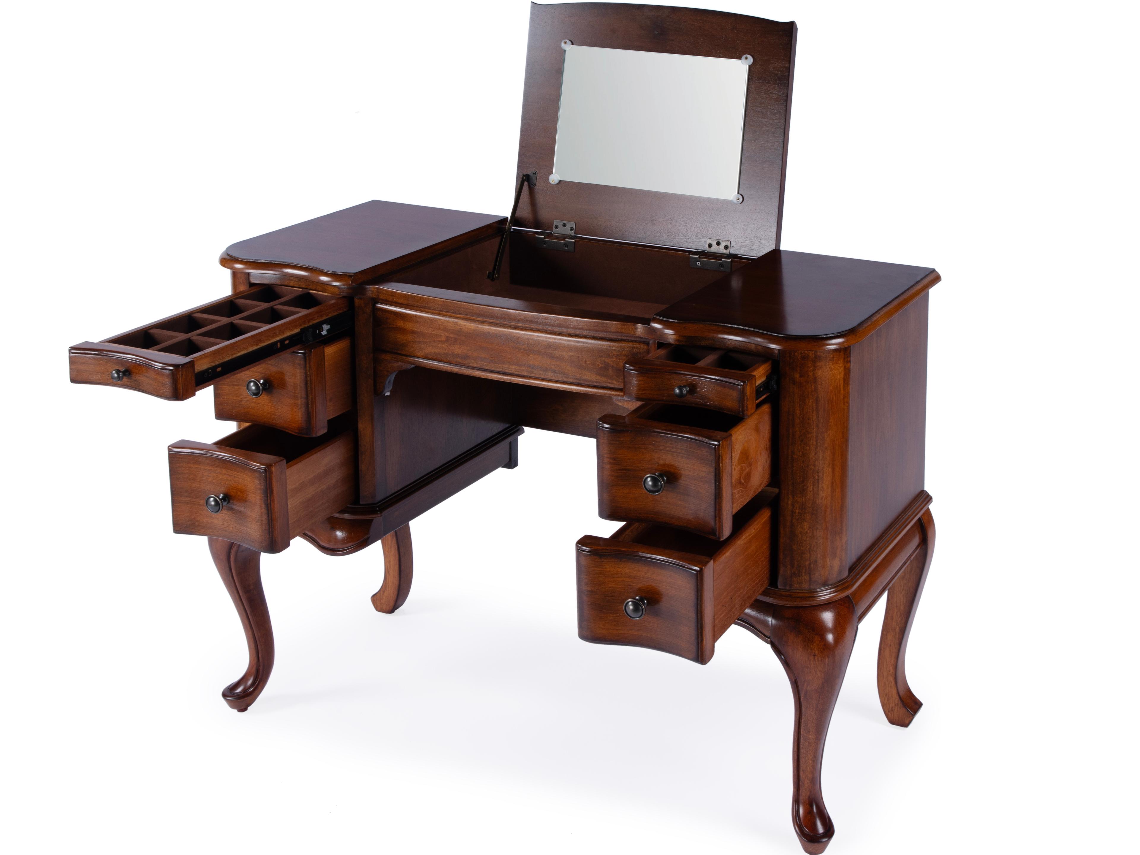 Butler Charlotte Gilted Cream Brown Poplar Wood Valet Desk