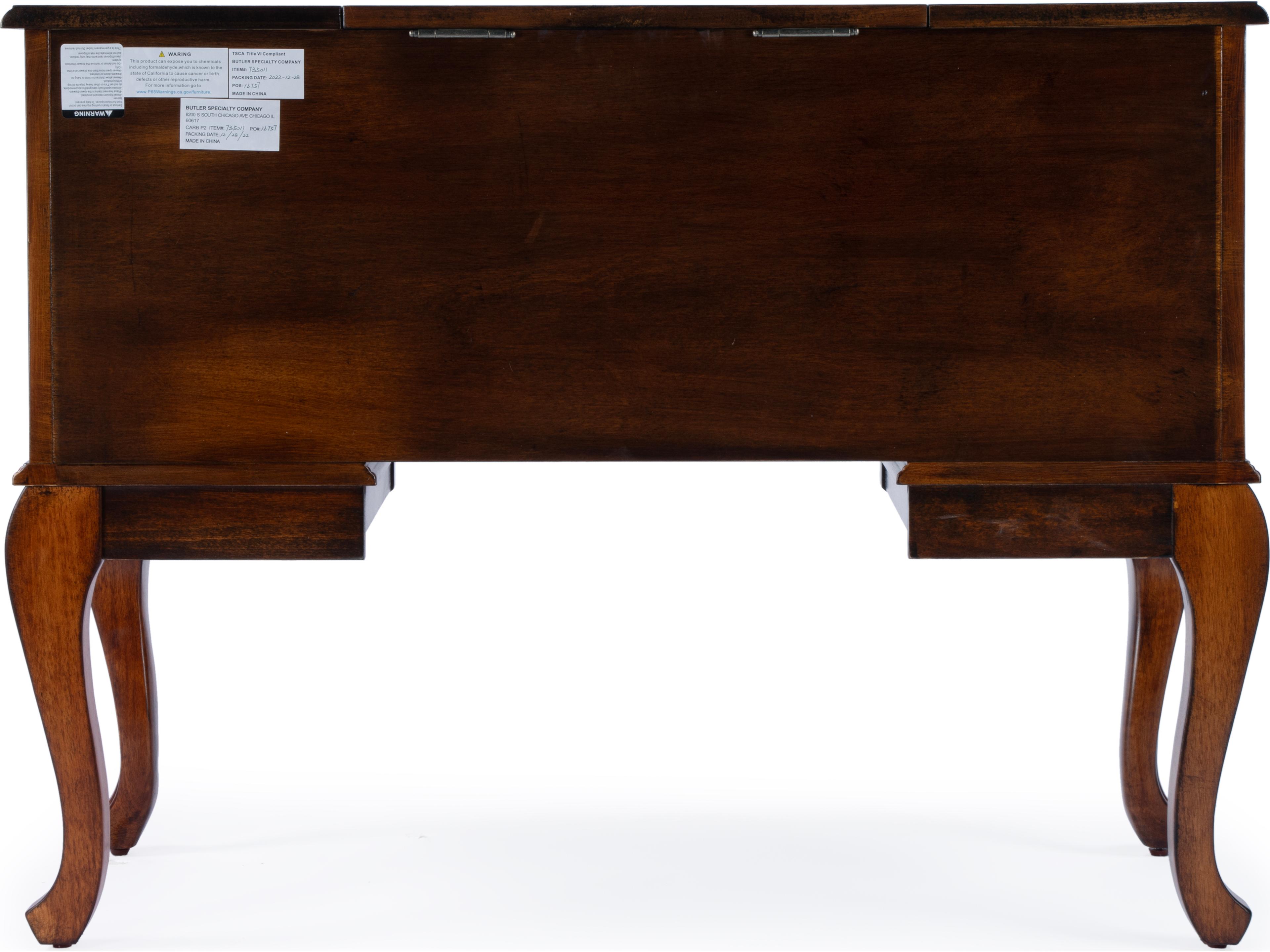 Butler Charlotte Gilted Cream Brown Poplar Wood Valet Desk