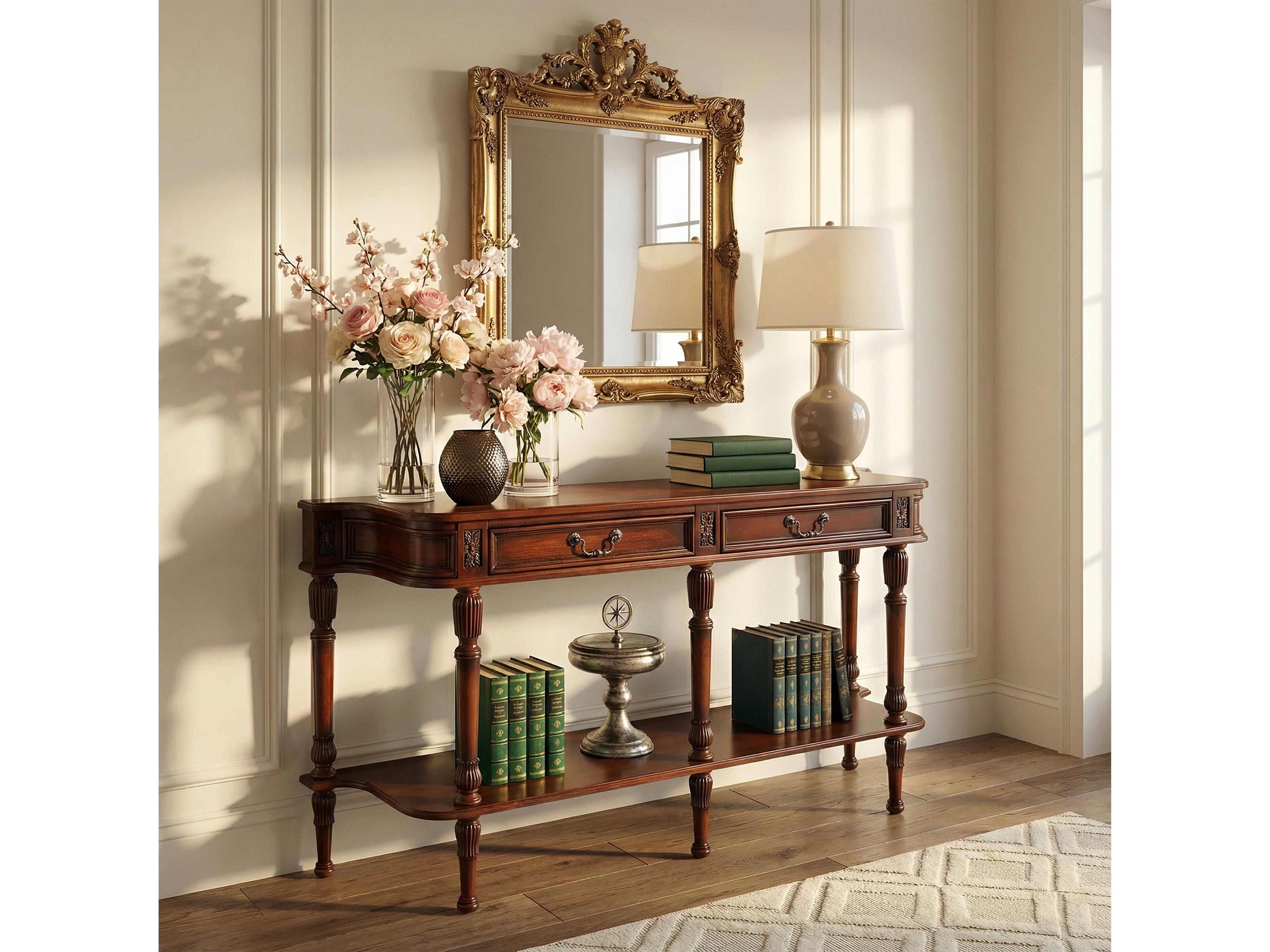 Butler Merrion Rectangular Wood Light To Brown Console Table