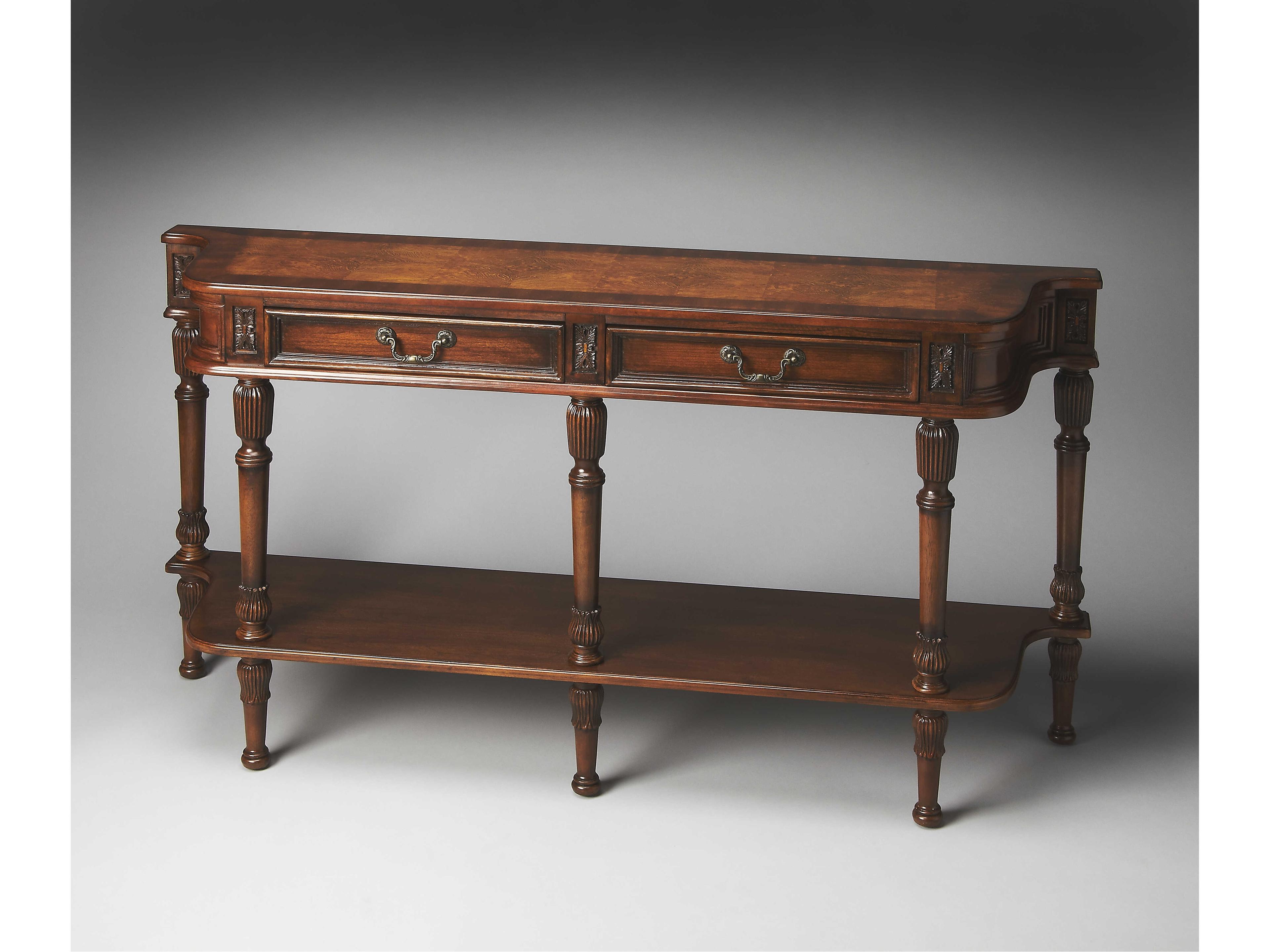 Butler Merrion Rectangular Wood Light To Brown Console Table