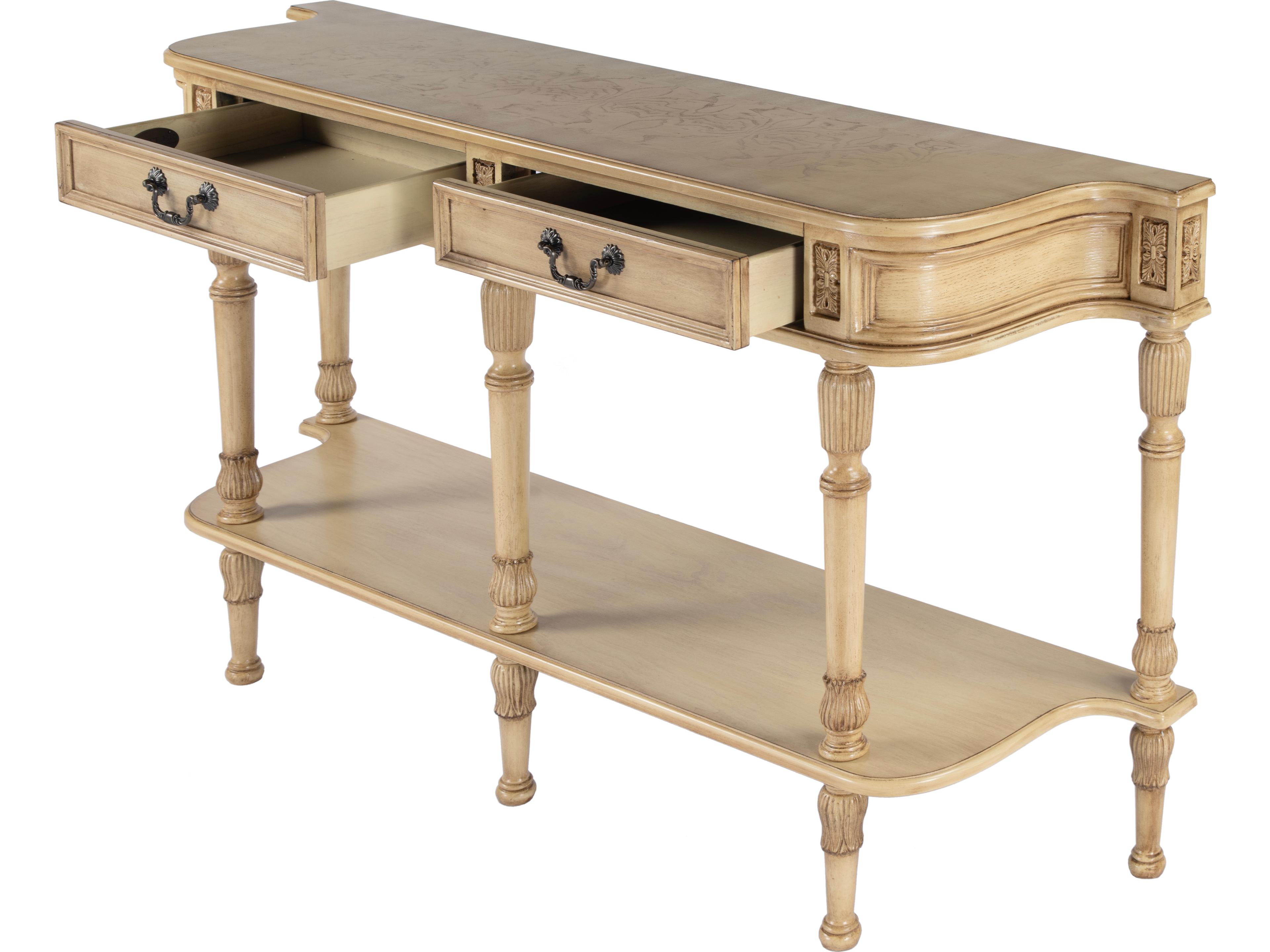 Butler Merrion Rectangular Wood Antique Beige Console Table