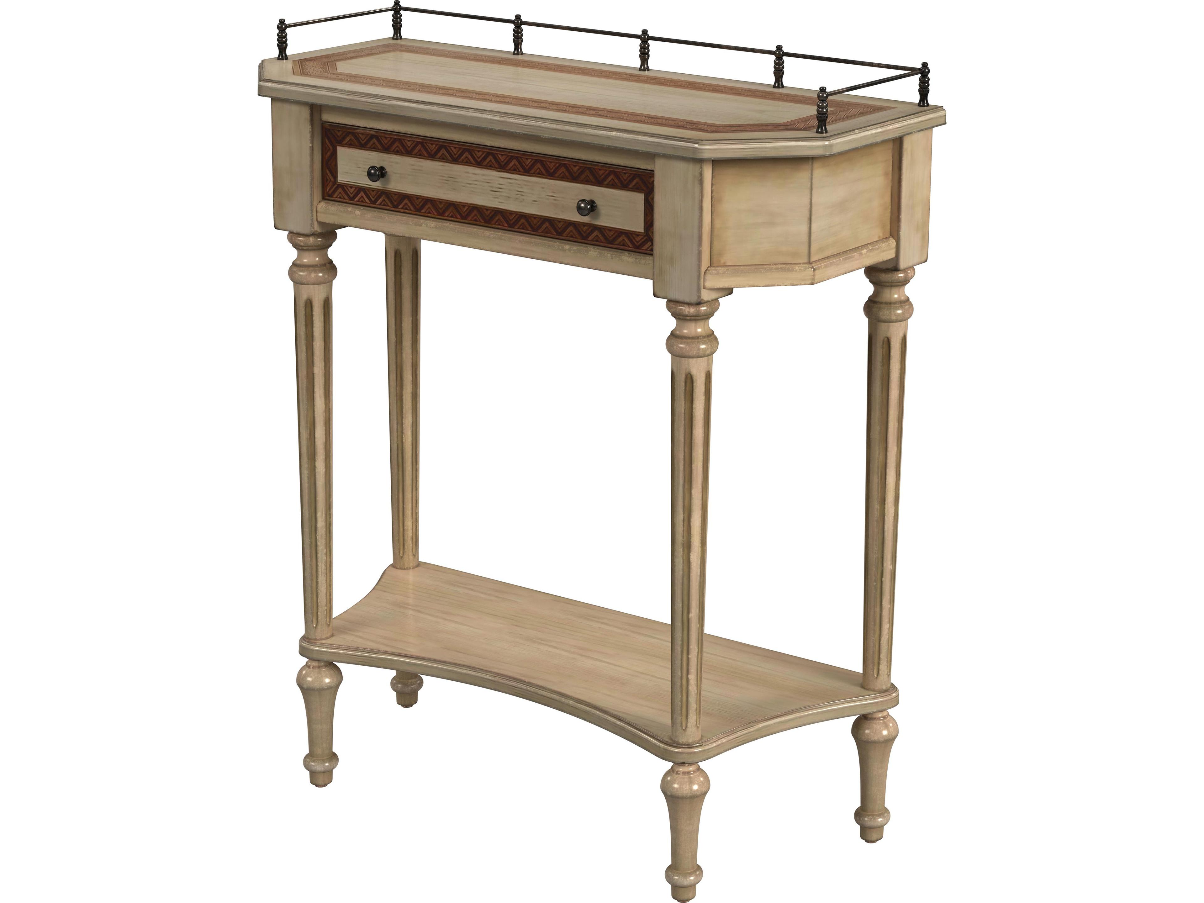 Charleston Demilune Wood Antique Beige Console Table
