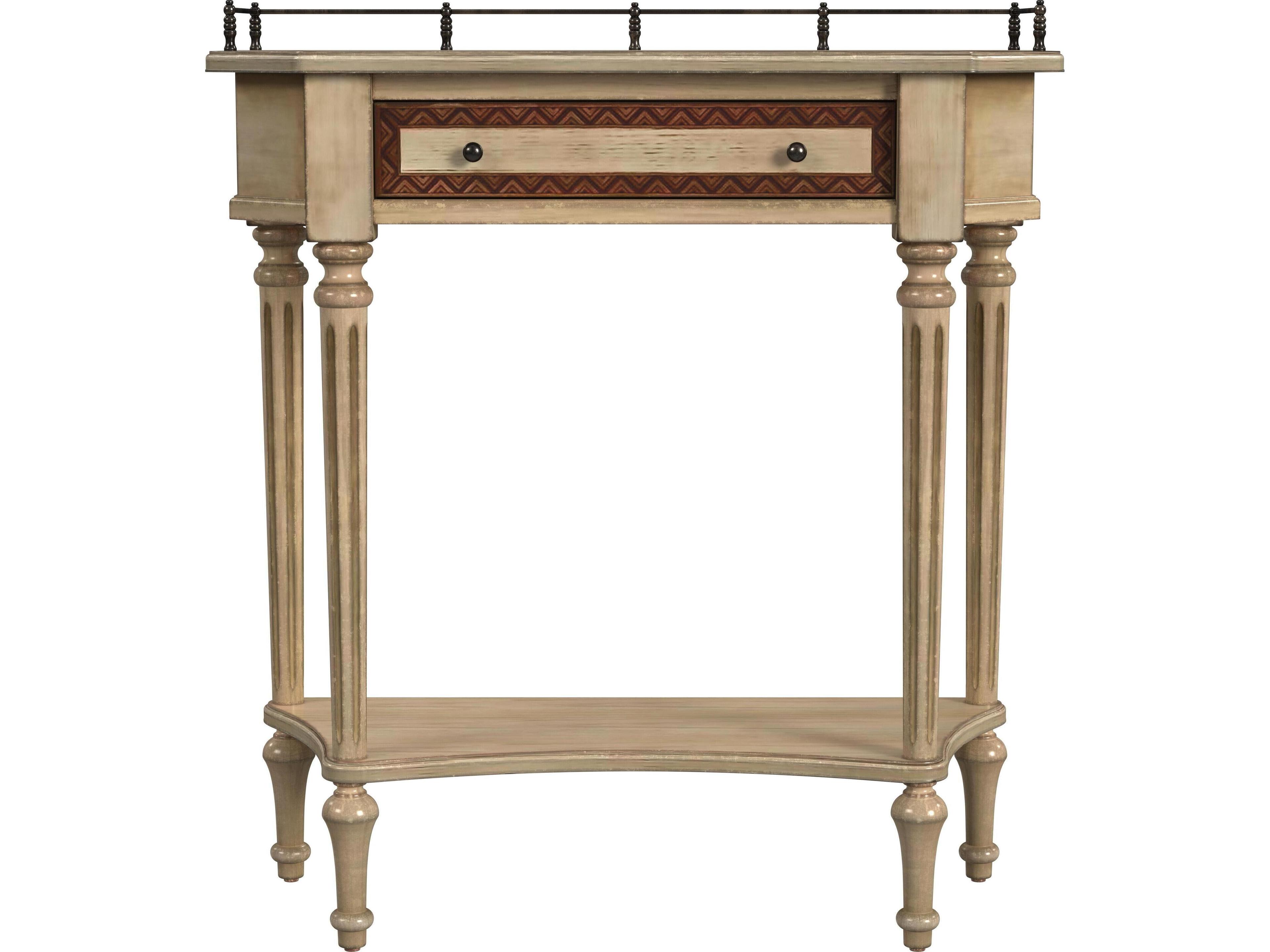 Butler Charleston Demilune Wood Antique Beige Console Table