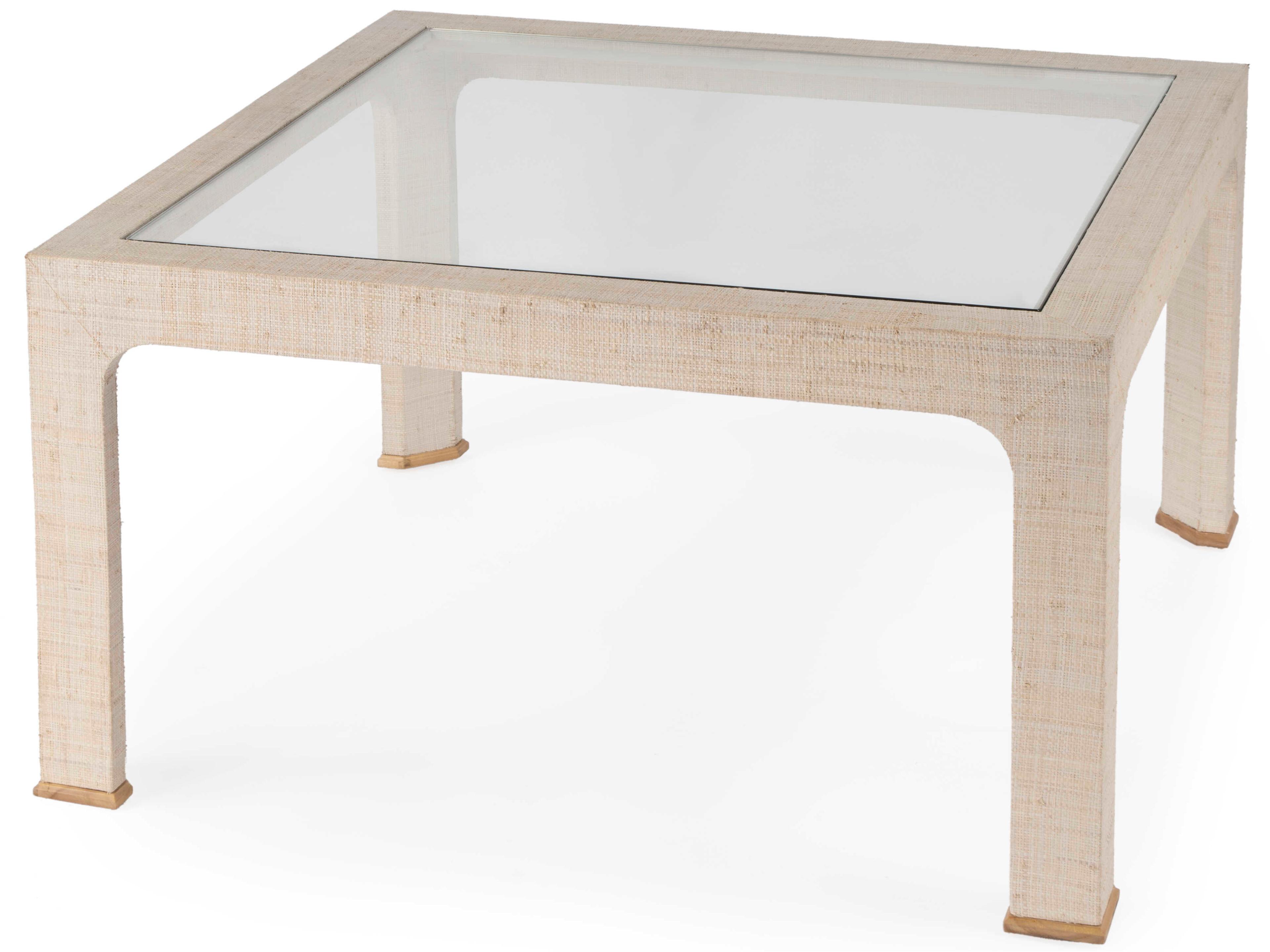 Chatham Square Glass Natural Raffia Coffee Table