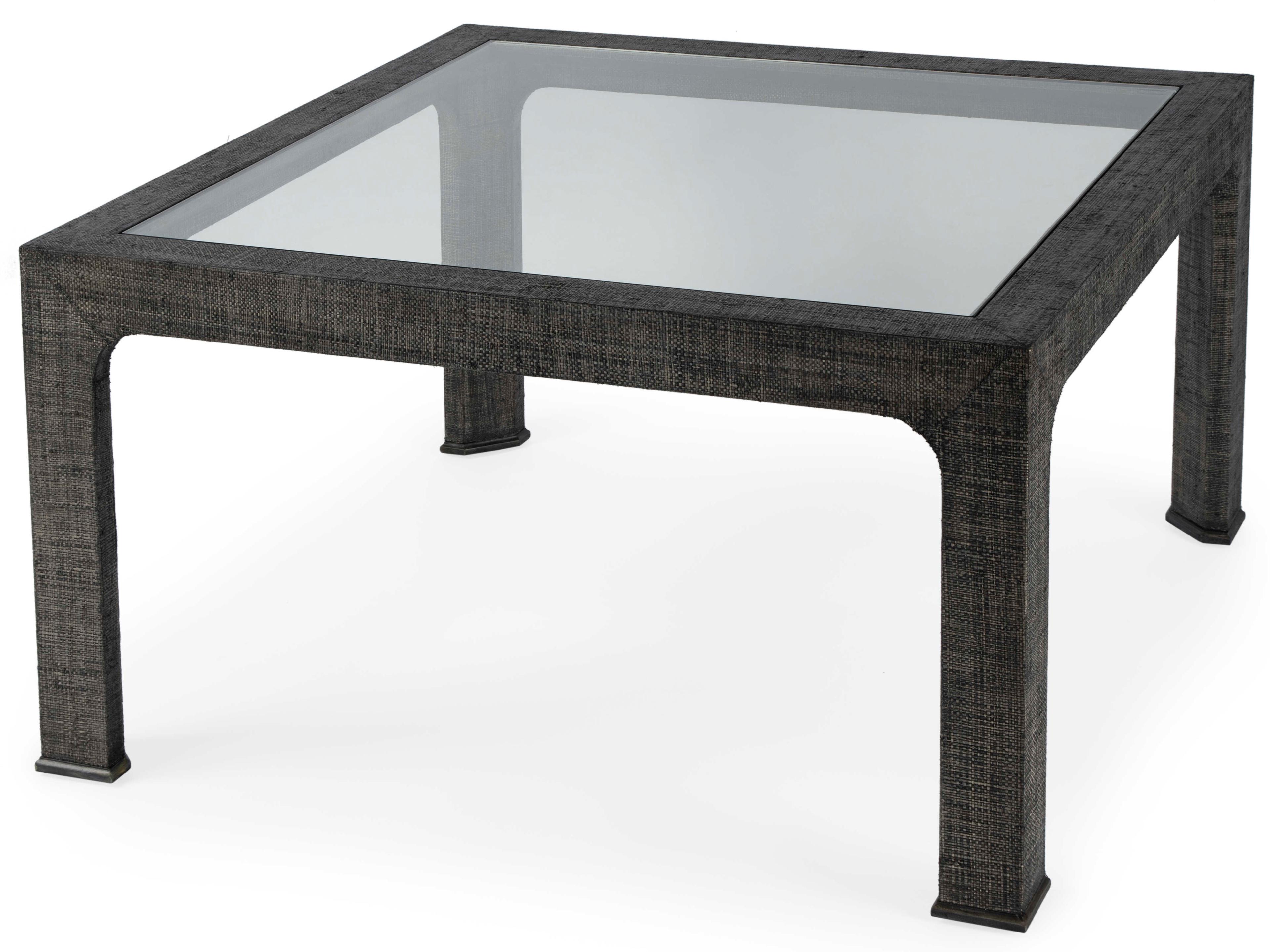 Chatham Square Glass Charcoal Raffia Coffee Table