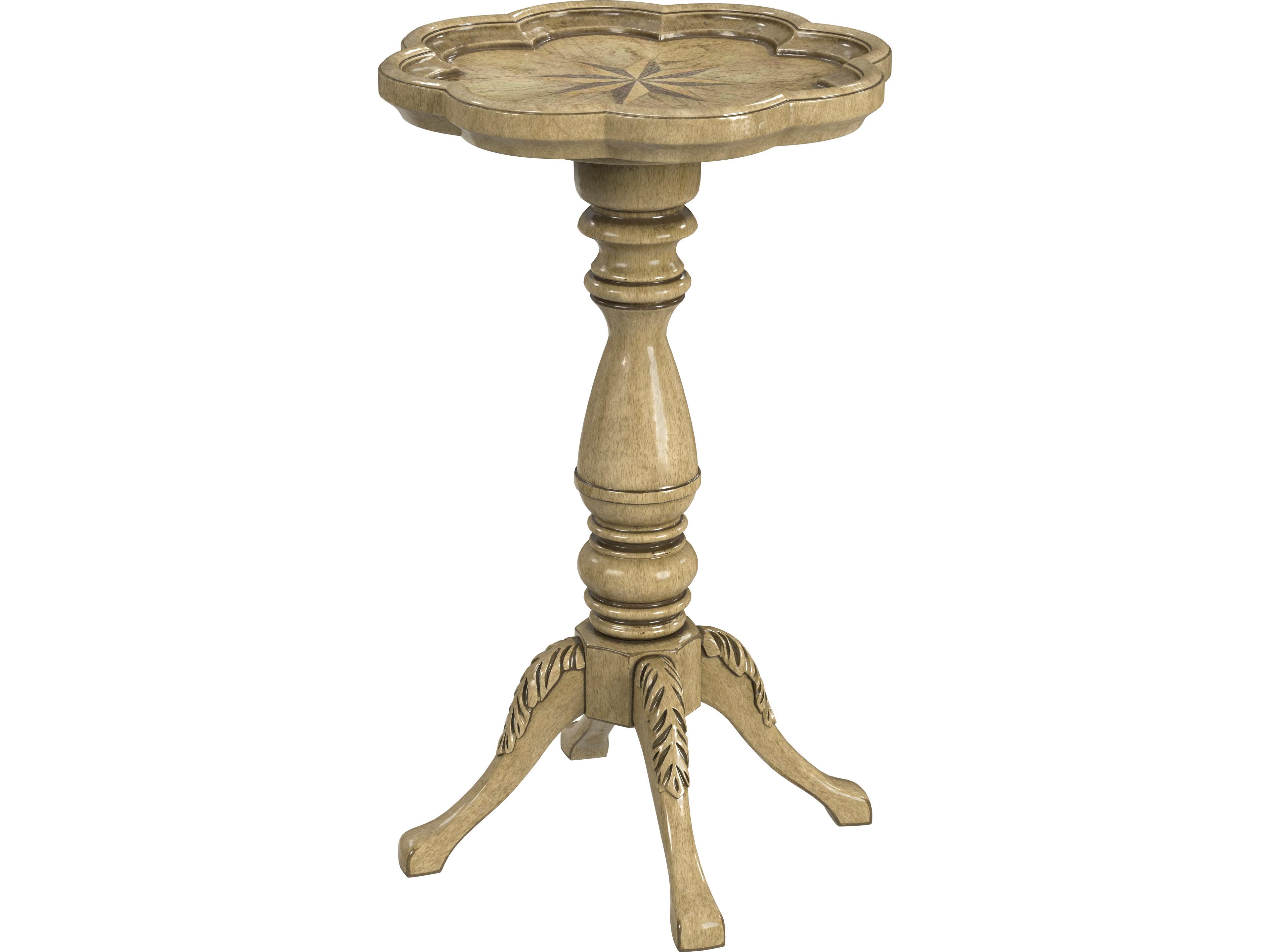 Whitman Round Wood Antique Beige End Table