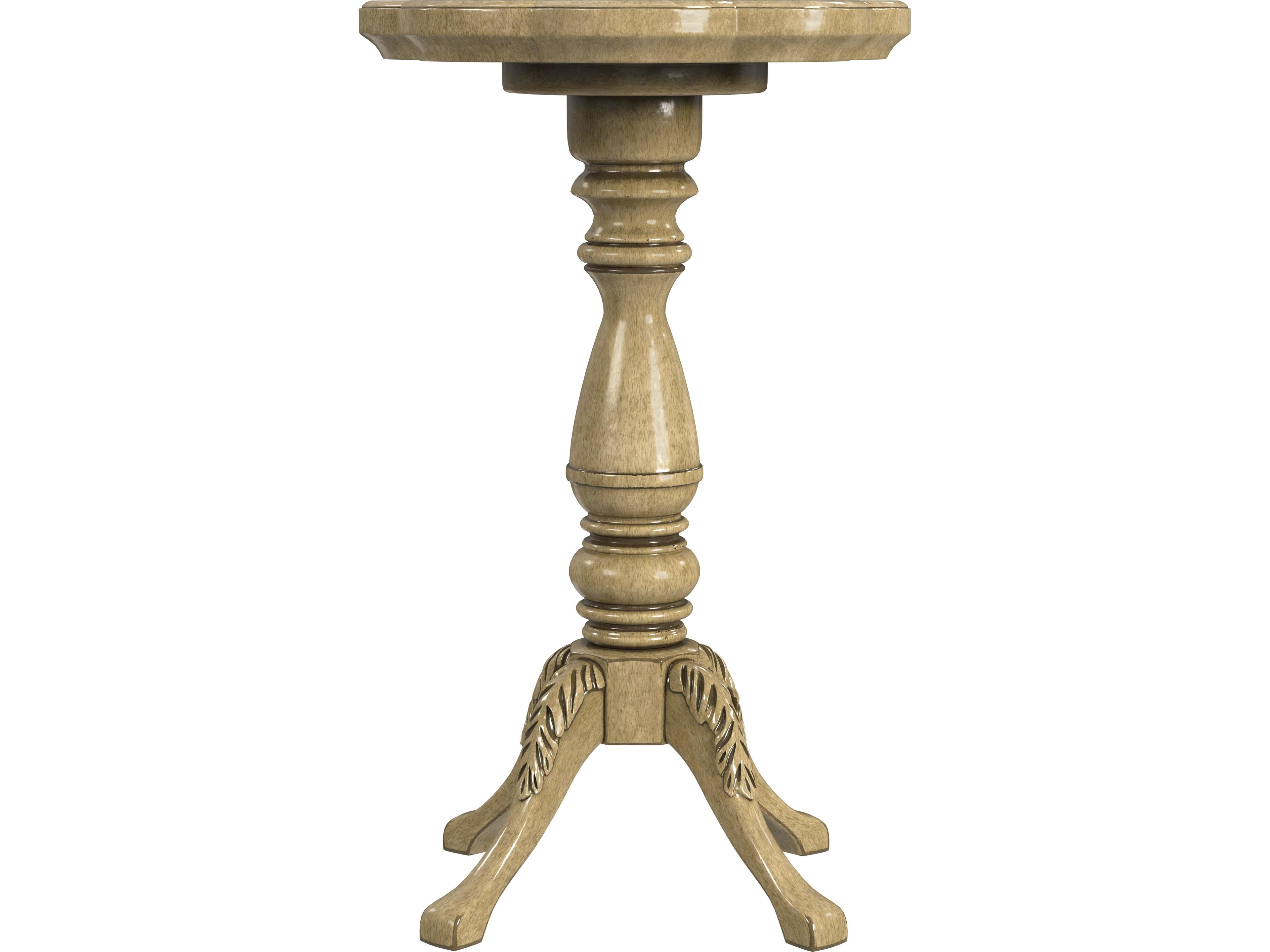 Butler Whitman Round Wood Antique Beige End Table
