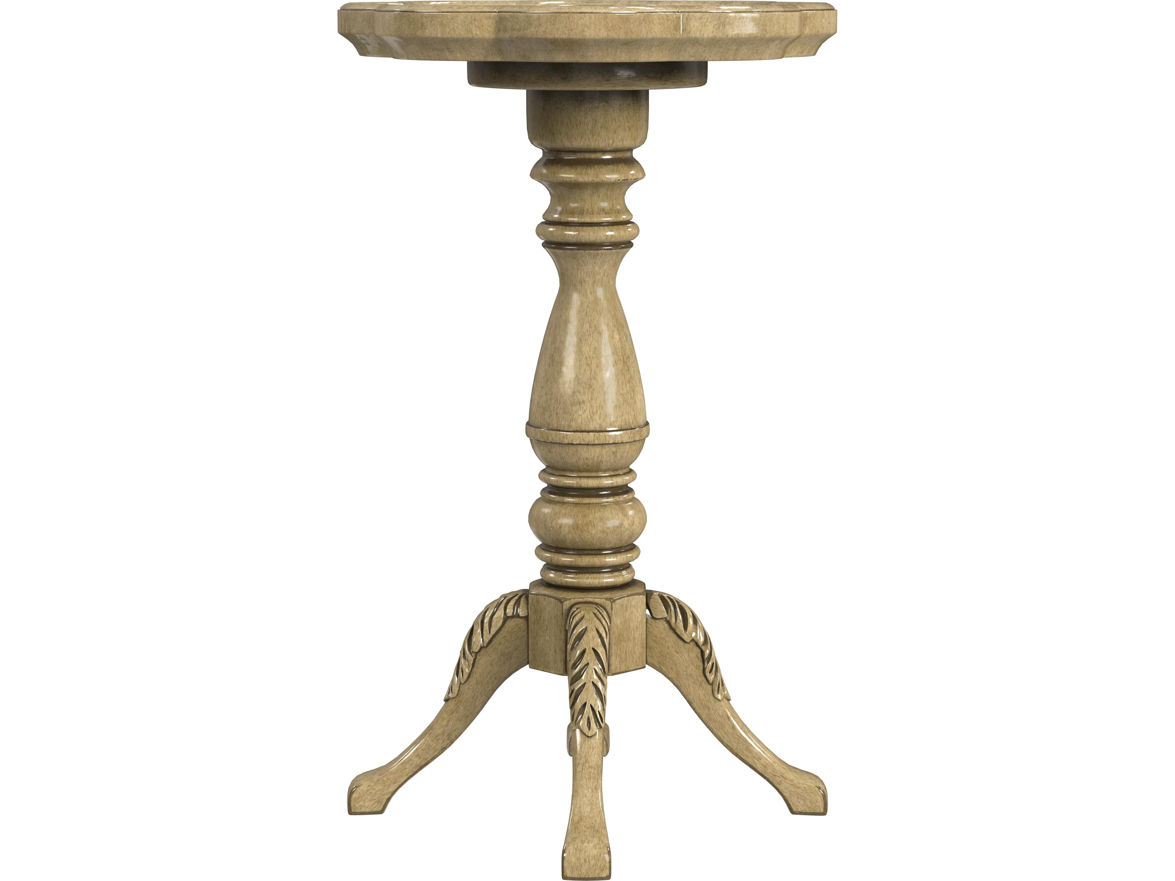 Butler Whitman Round Wood Antique Beige End Table