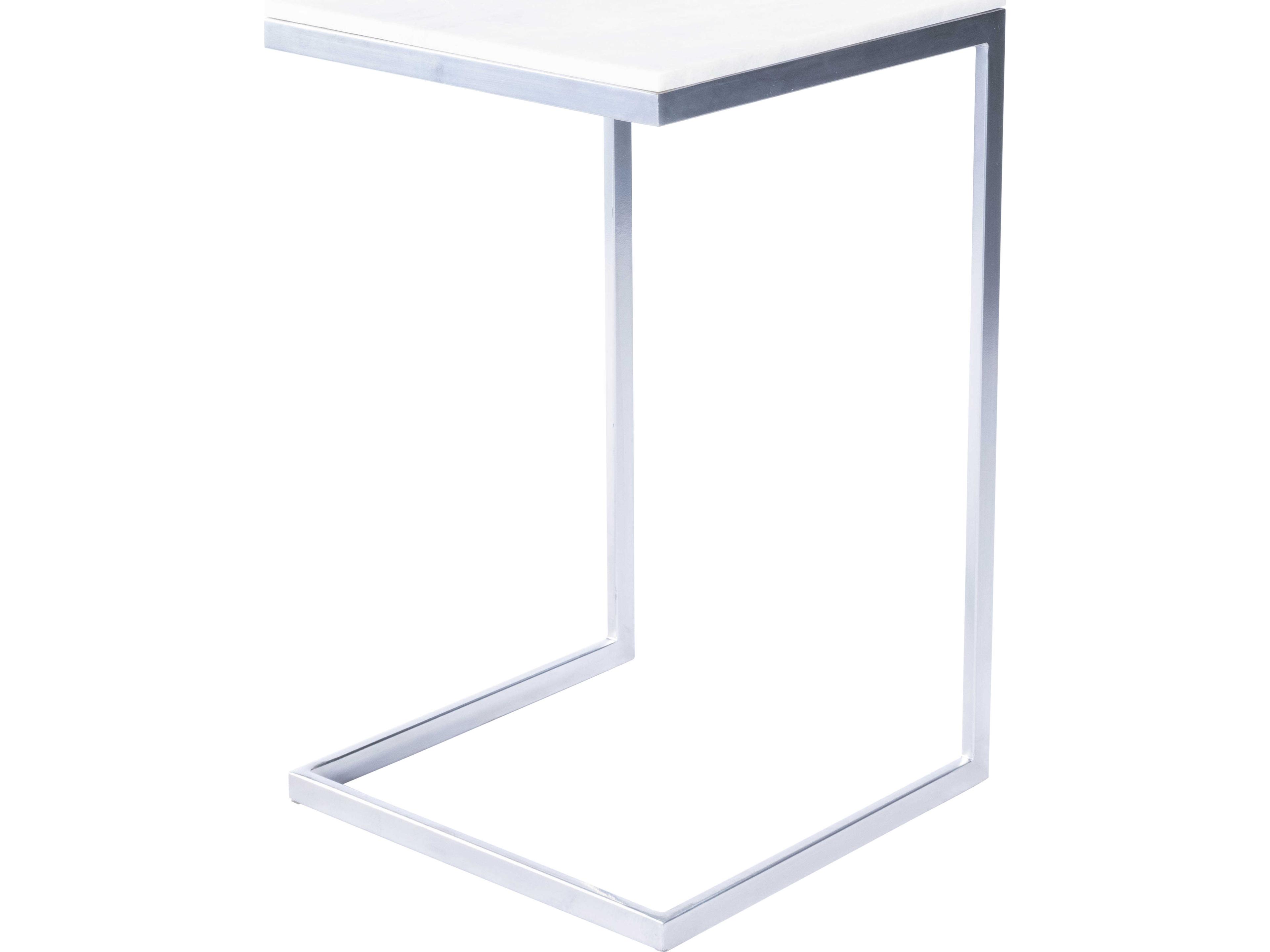 Lawler Square Marble Silver White End Table
