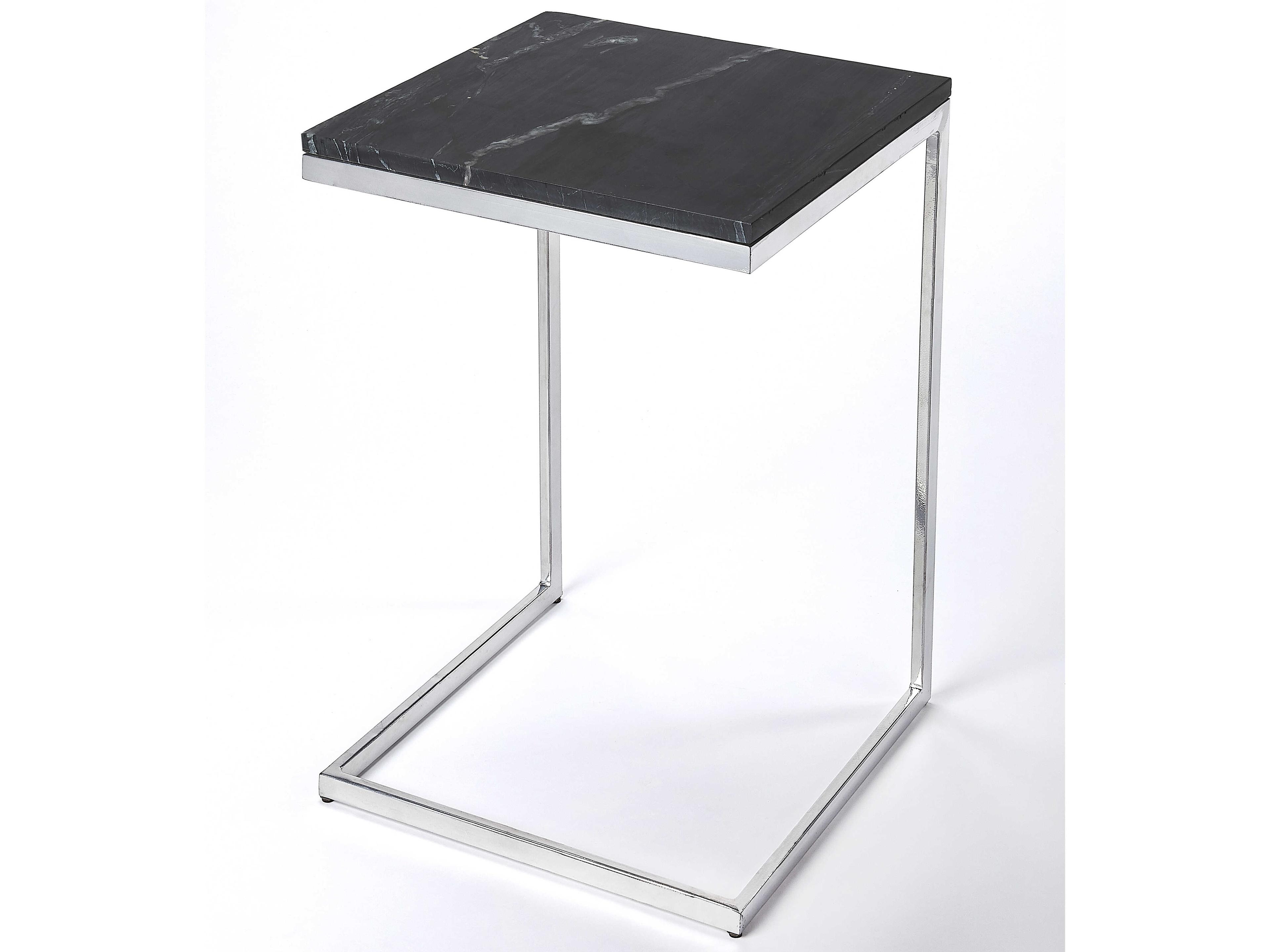 Lawler Square Marble Black Stone End Table