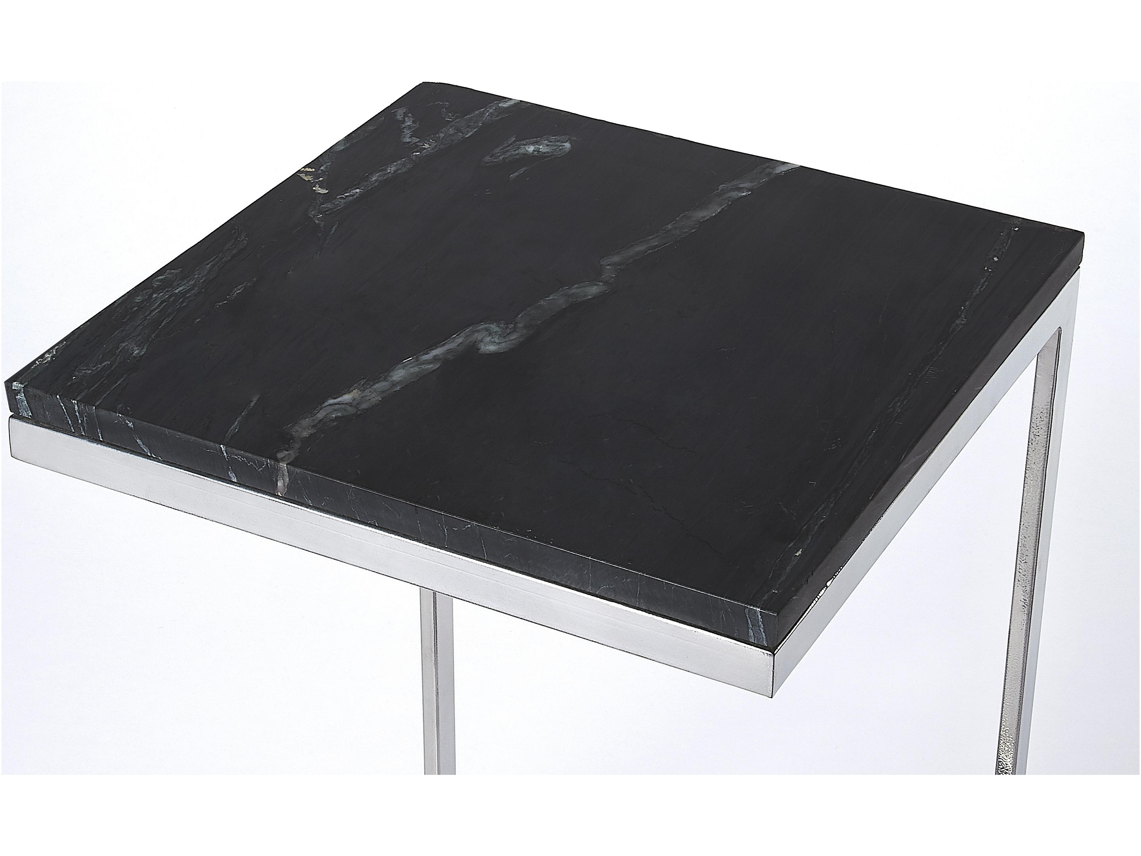 Butler Lawler Square Marble Black Stone End Table