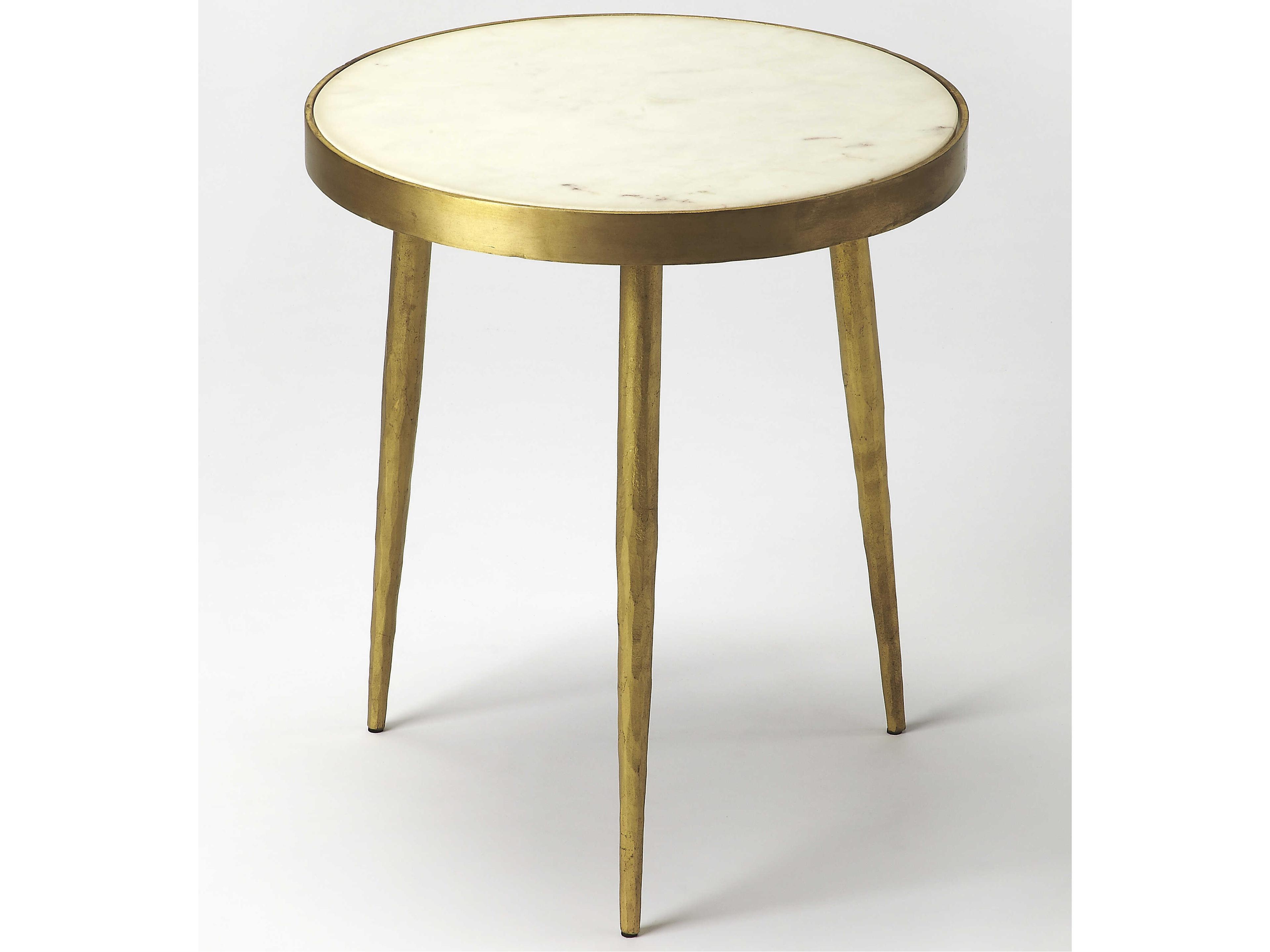 Triton Round Marble Metalworks End Table