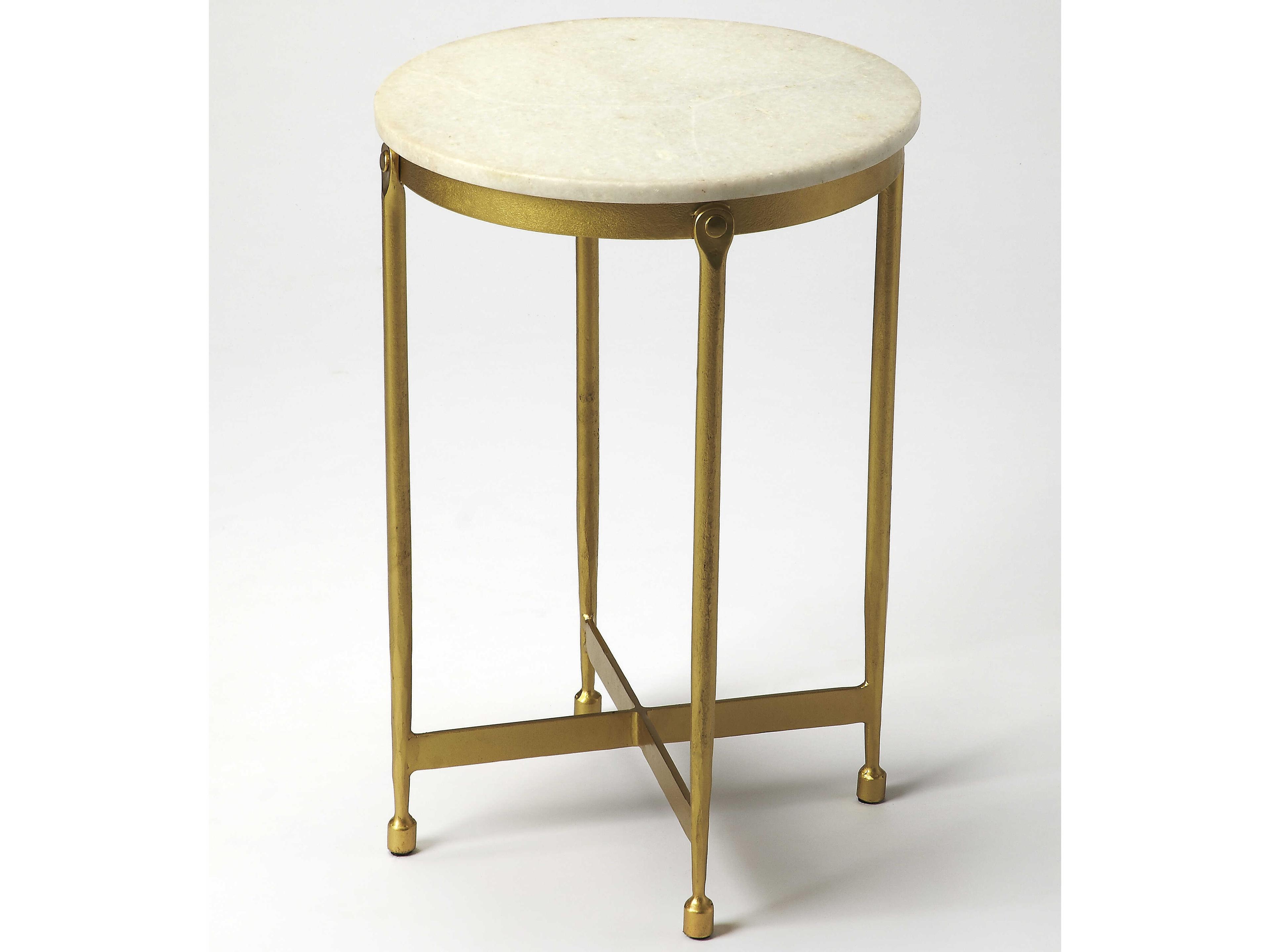 Claypool Round Marble Metalworks End Table