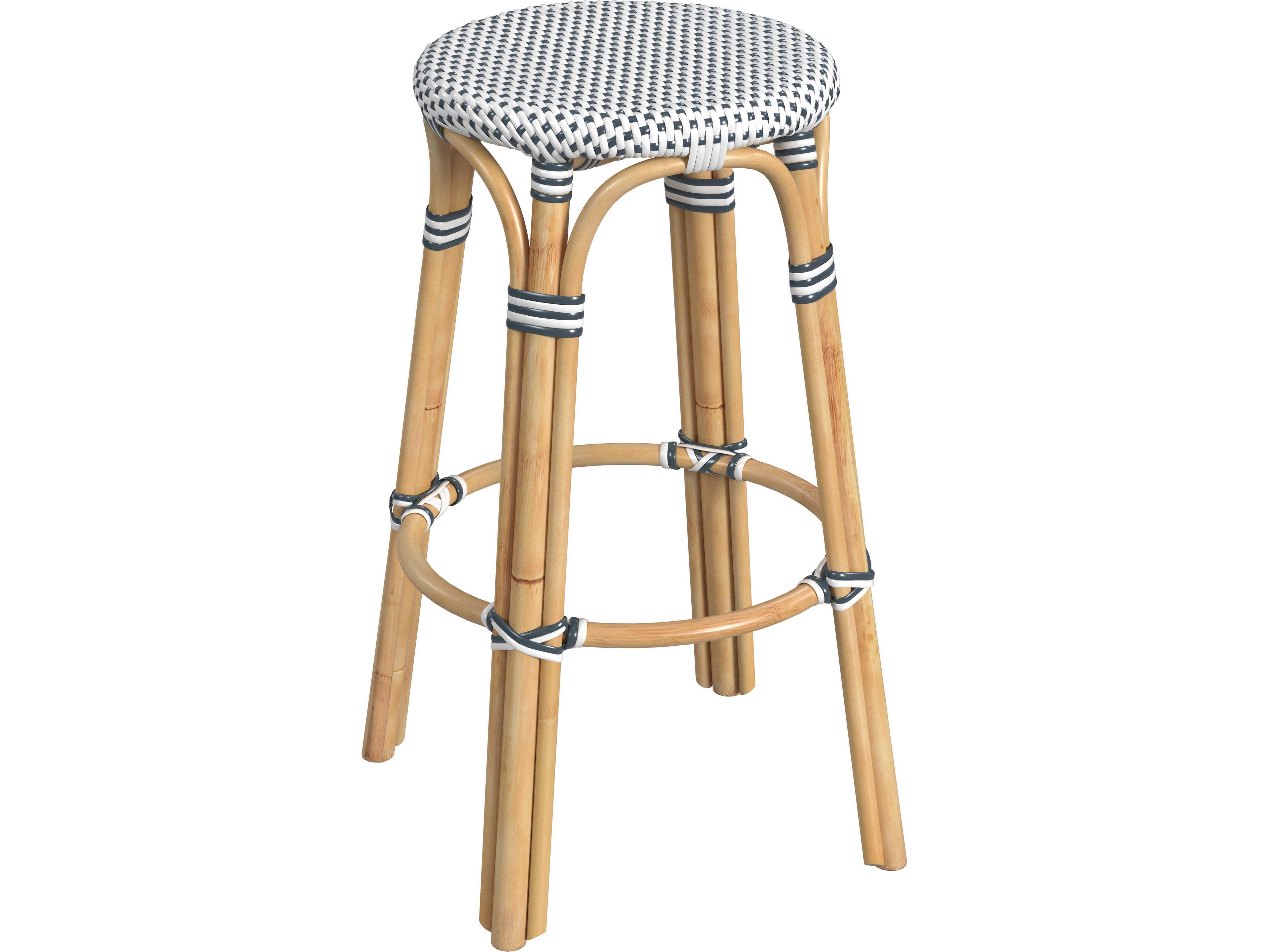 Tobias White Navy Dot Bar Stool