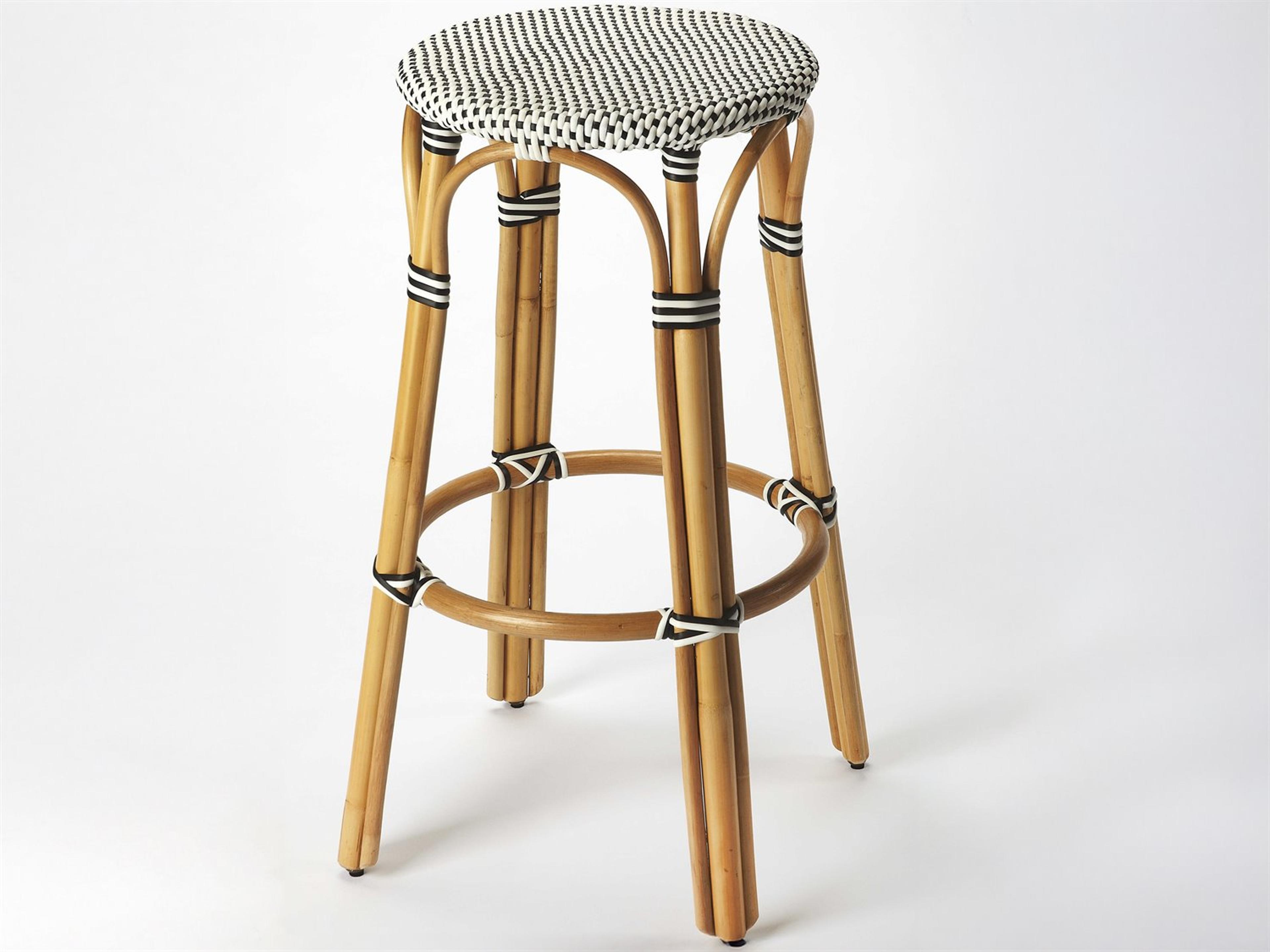 Tobias White Black Dot Bar Stool