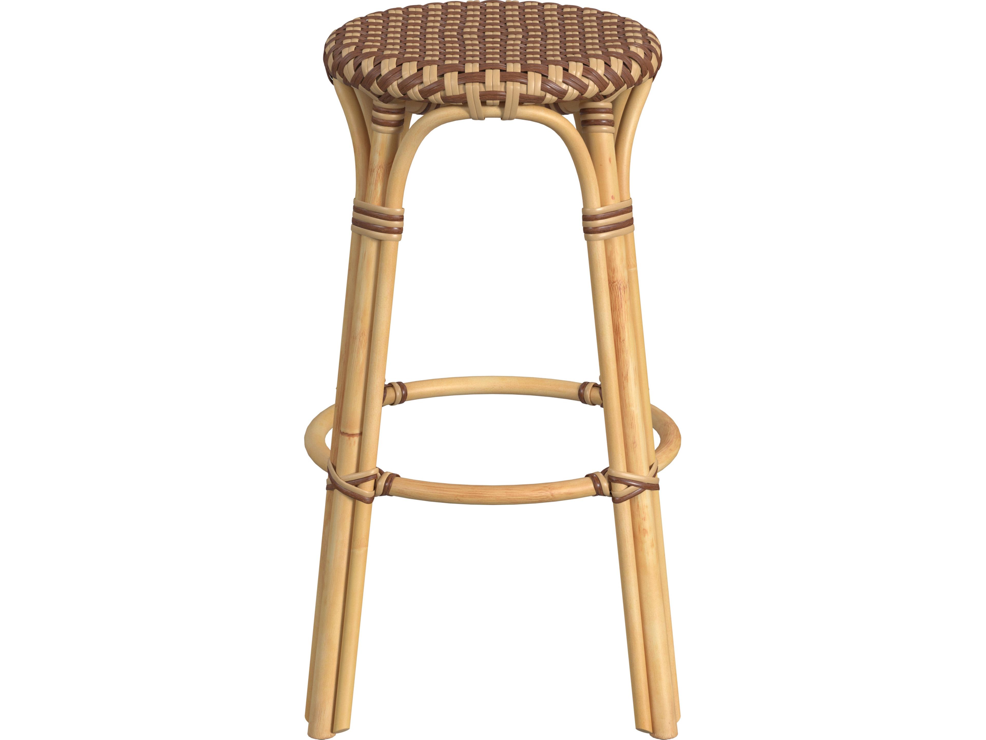 Butler Tobias Brown tan Dot Natural Rattan Frame Bar Stool