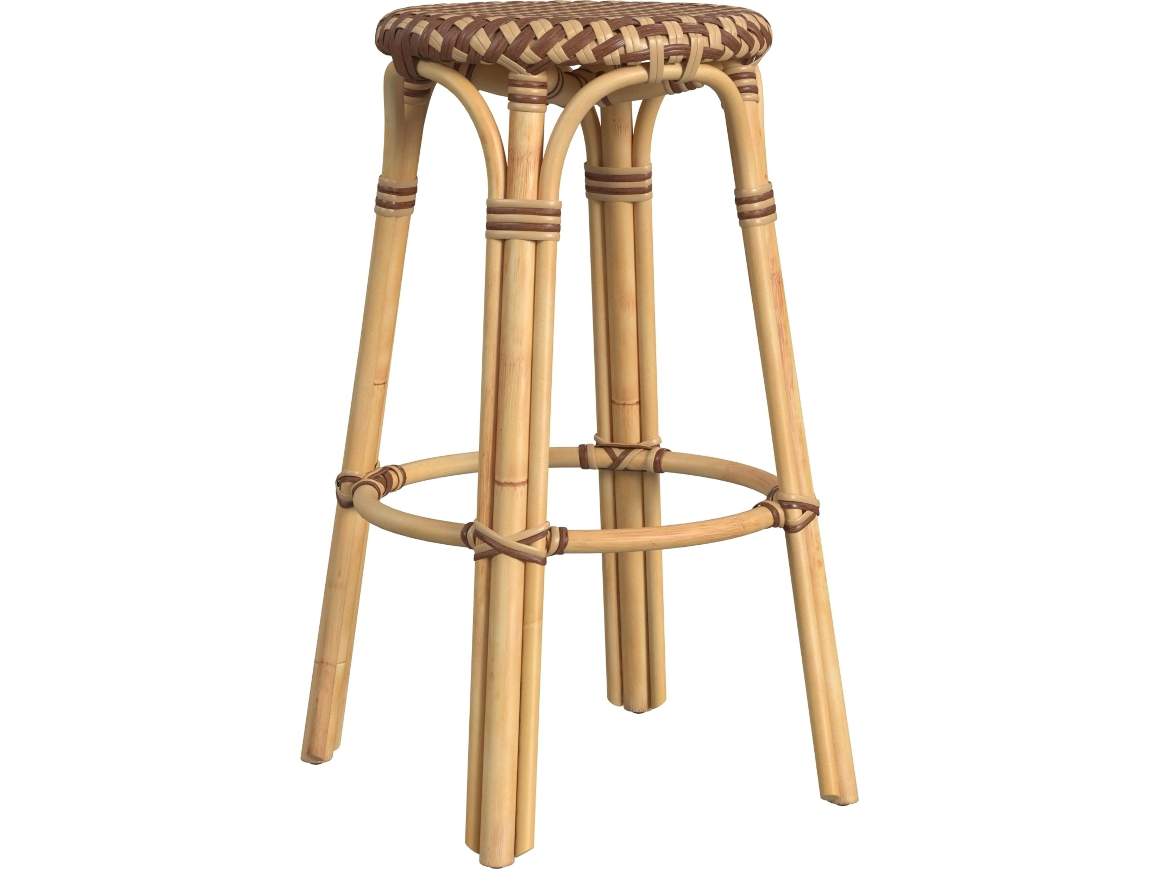 Butler Tobias Brown tan Dot Natural Rattan Frame Bar Stool