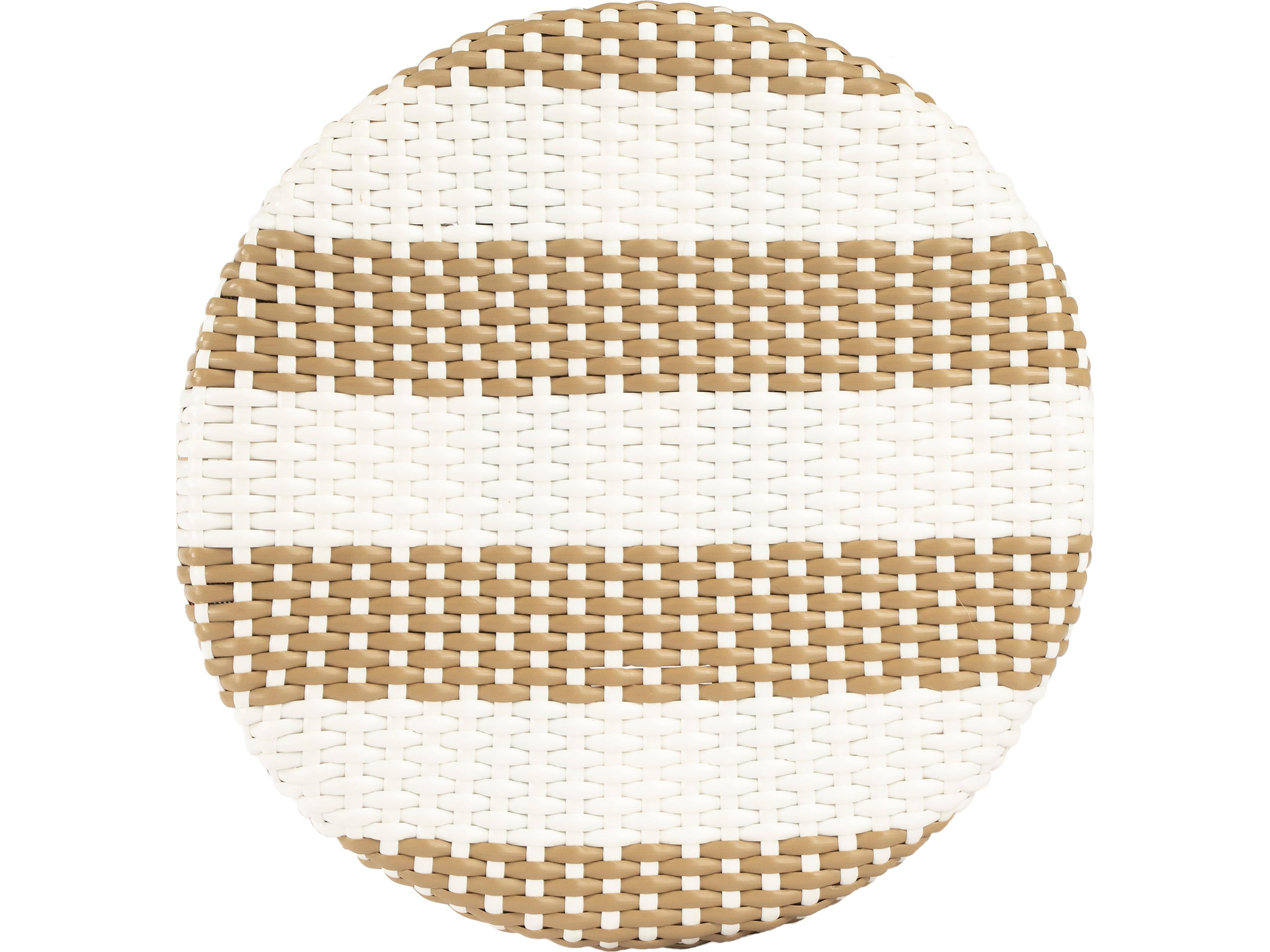 Butler Tobias Tan white Stripe Natural Rattan Frame Bar Stool