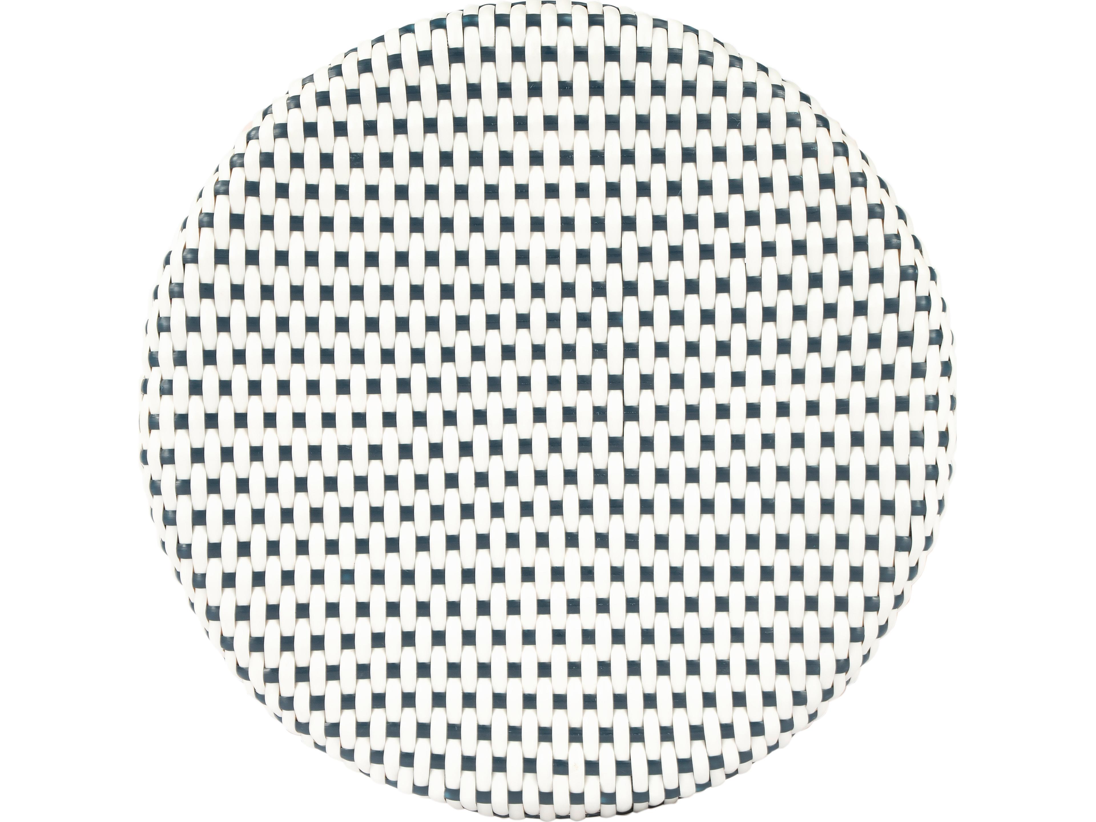 Butler Tobias White navy Dot Natural Rattan Frame Counter Stool