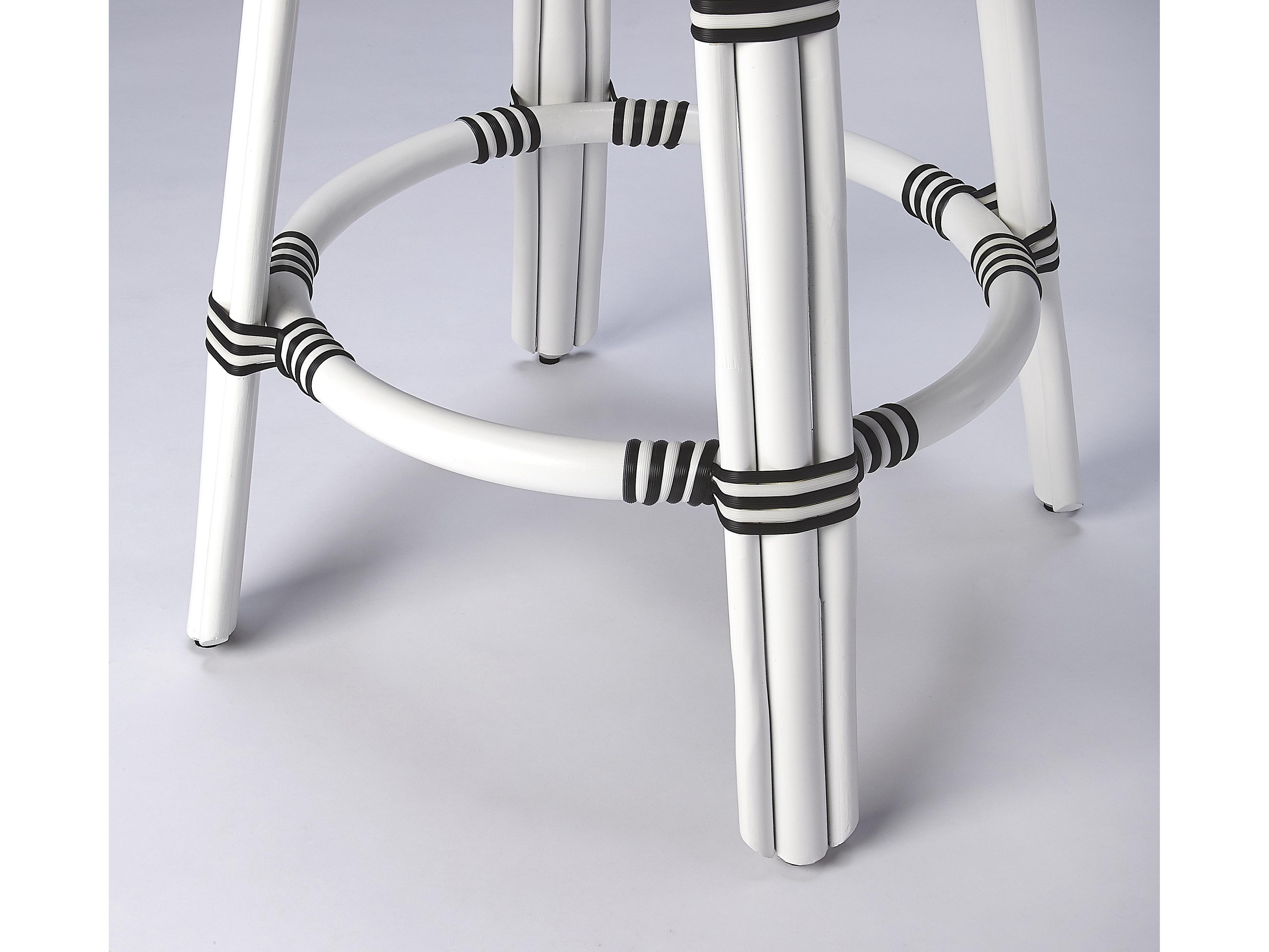 Butler Tobias White black Dot Rattan Frame Counter Stool
