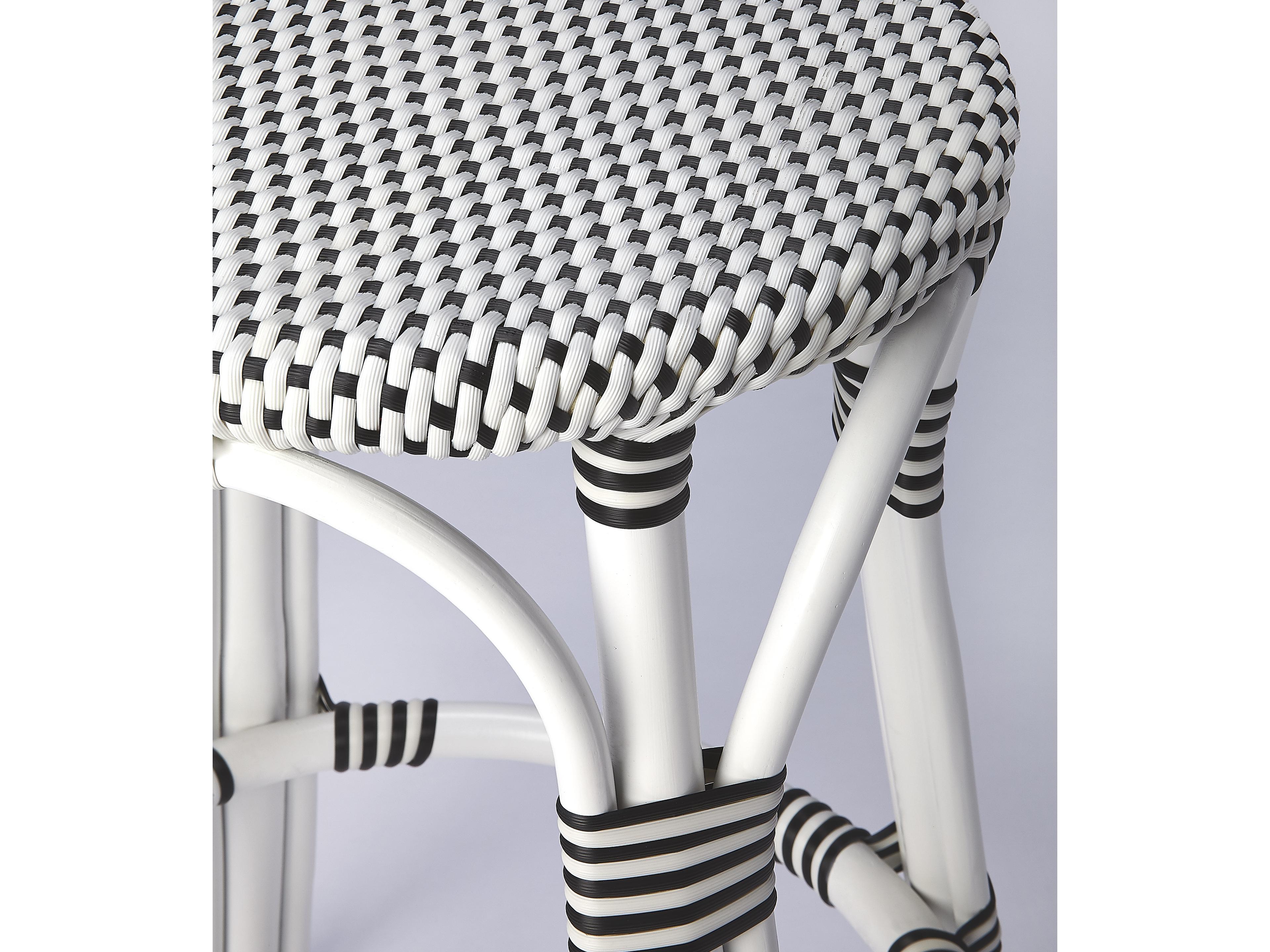 Butler Tobias White black Dot Rattan Frame Counter Stool