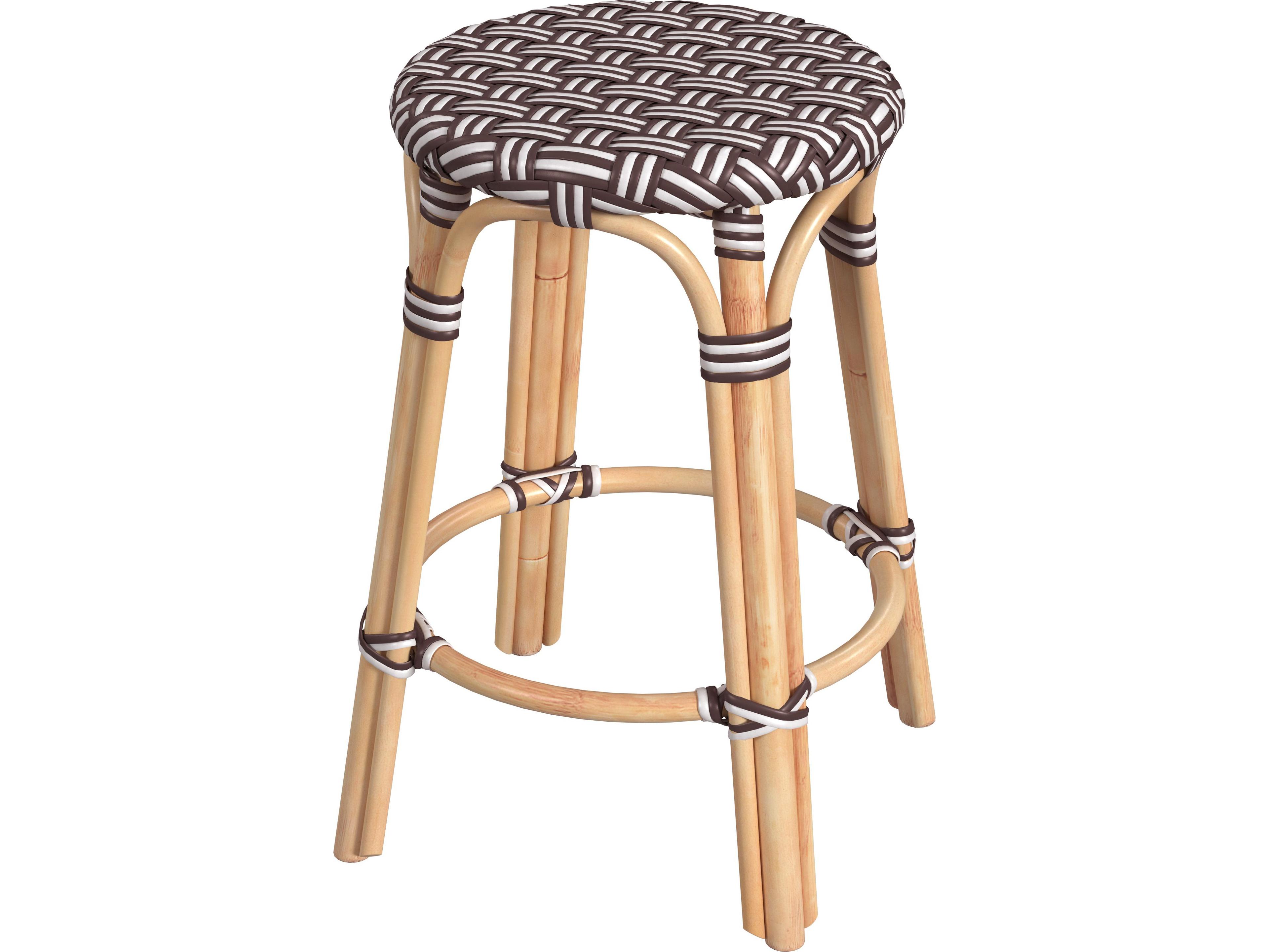 Tobias Burgundy Red Rattan Counter Stool