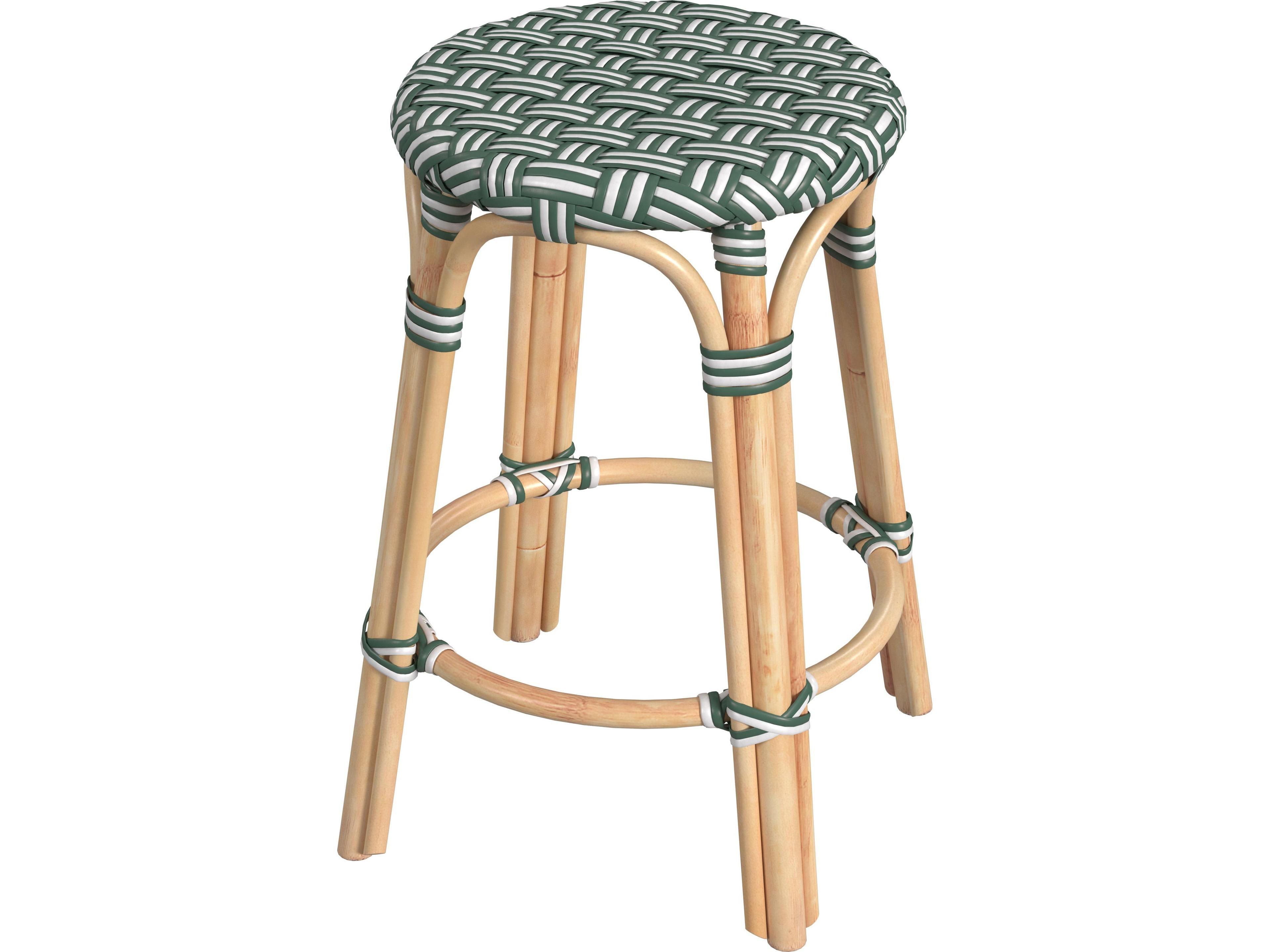 Tobias Emerald Green Rattan Counter Stool