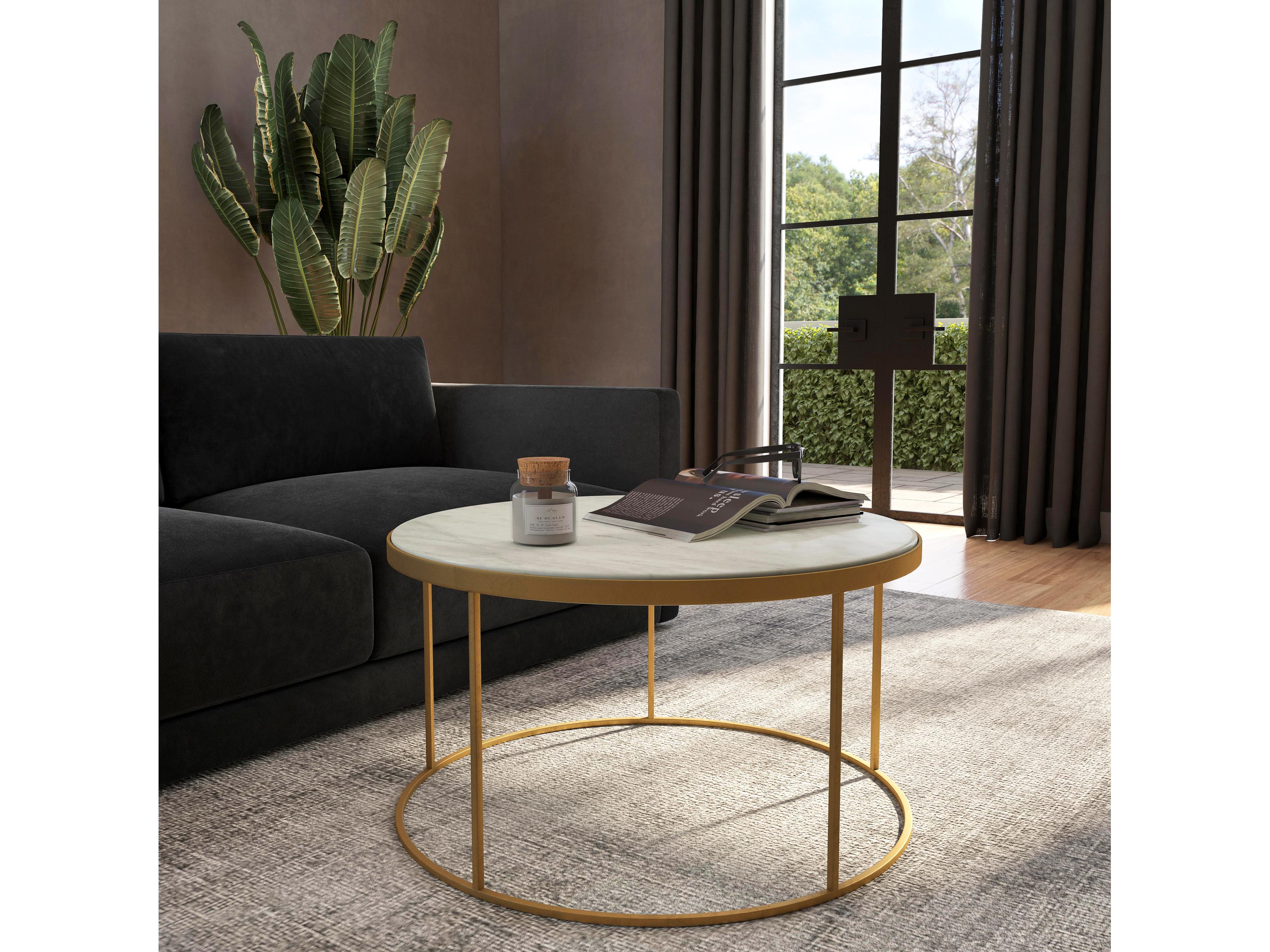 Butler Triton Round Marble & Metal Coffee Table