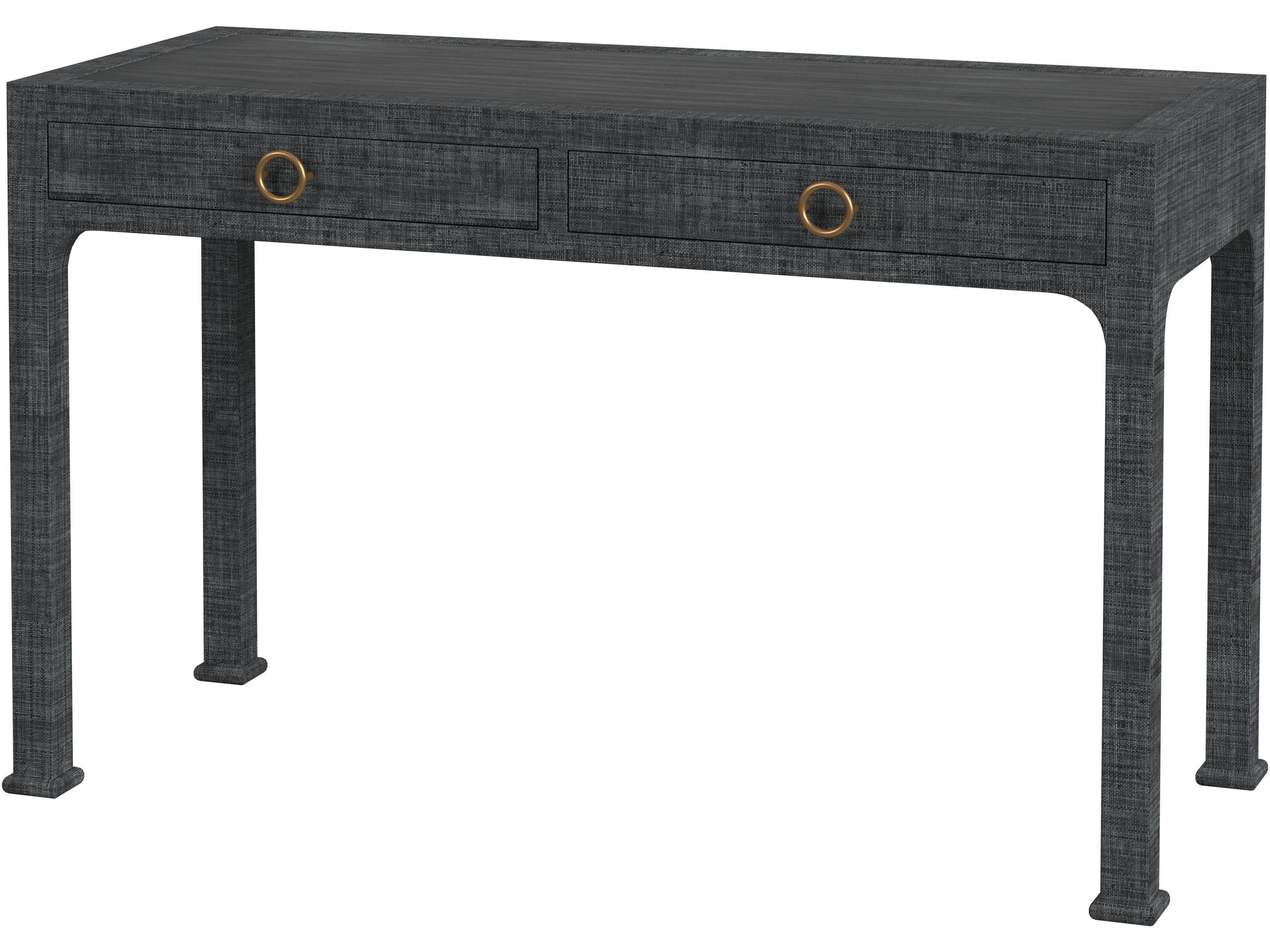 Chatham Charcoal Raffia Gray Solid Wood Writing Desk