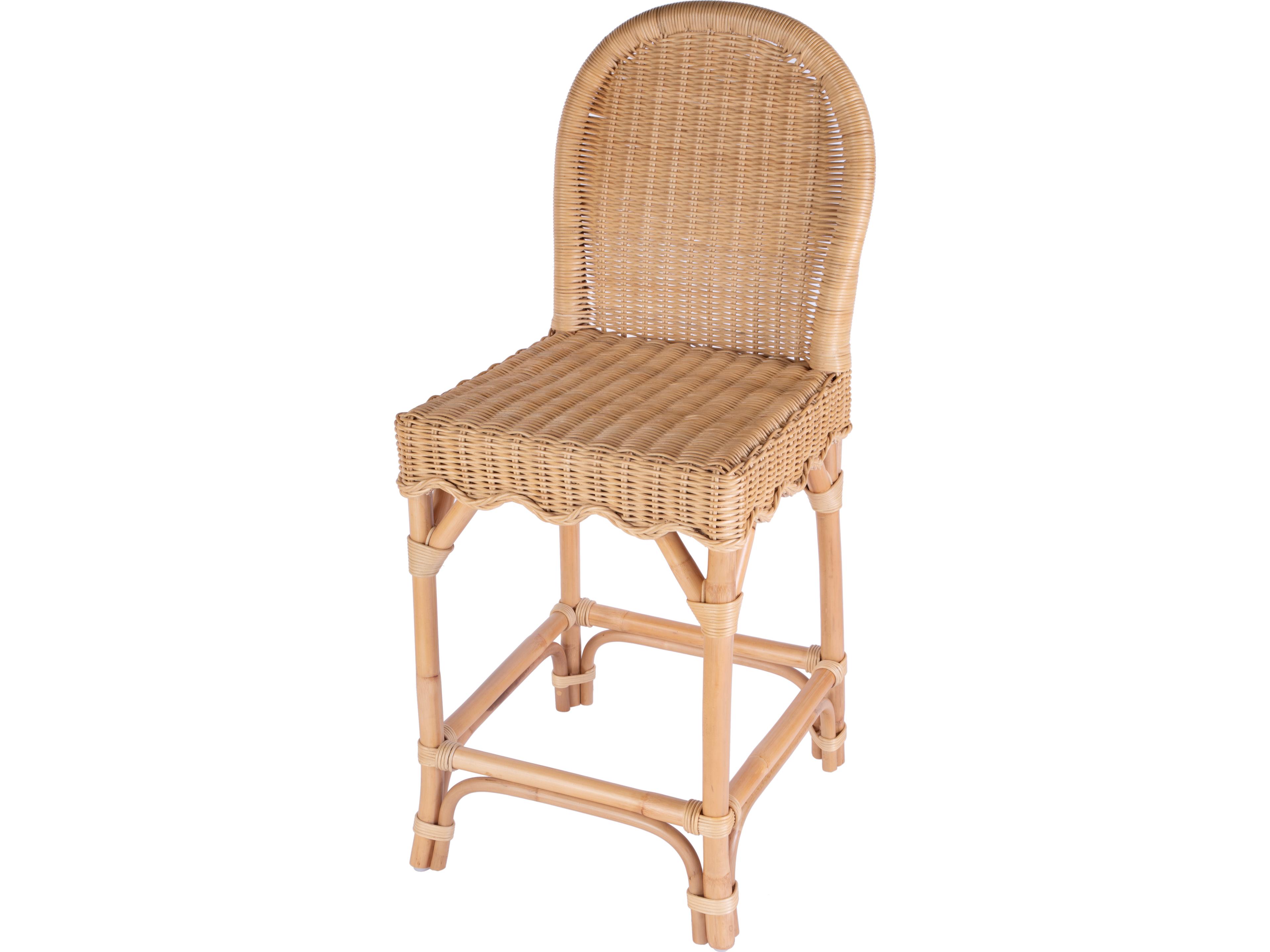 Flora Hand-Woven Rattan Counter Stool in Natural Light Brown