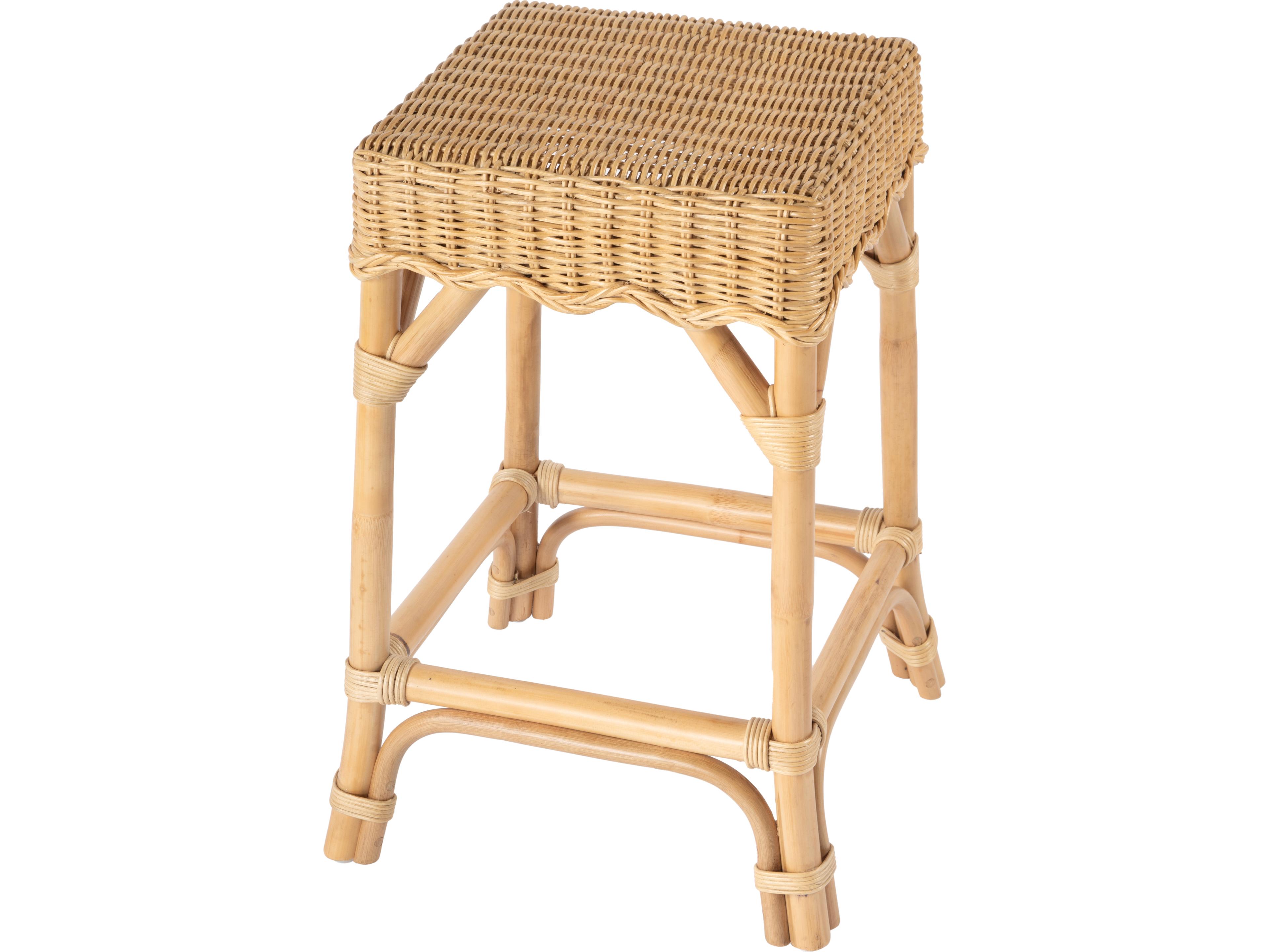 Flora Natural Rattan Mahogany Wood Counter Stool