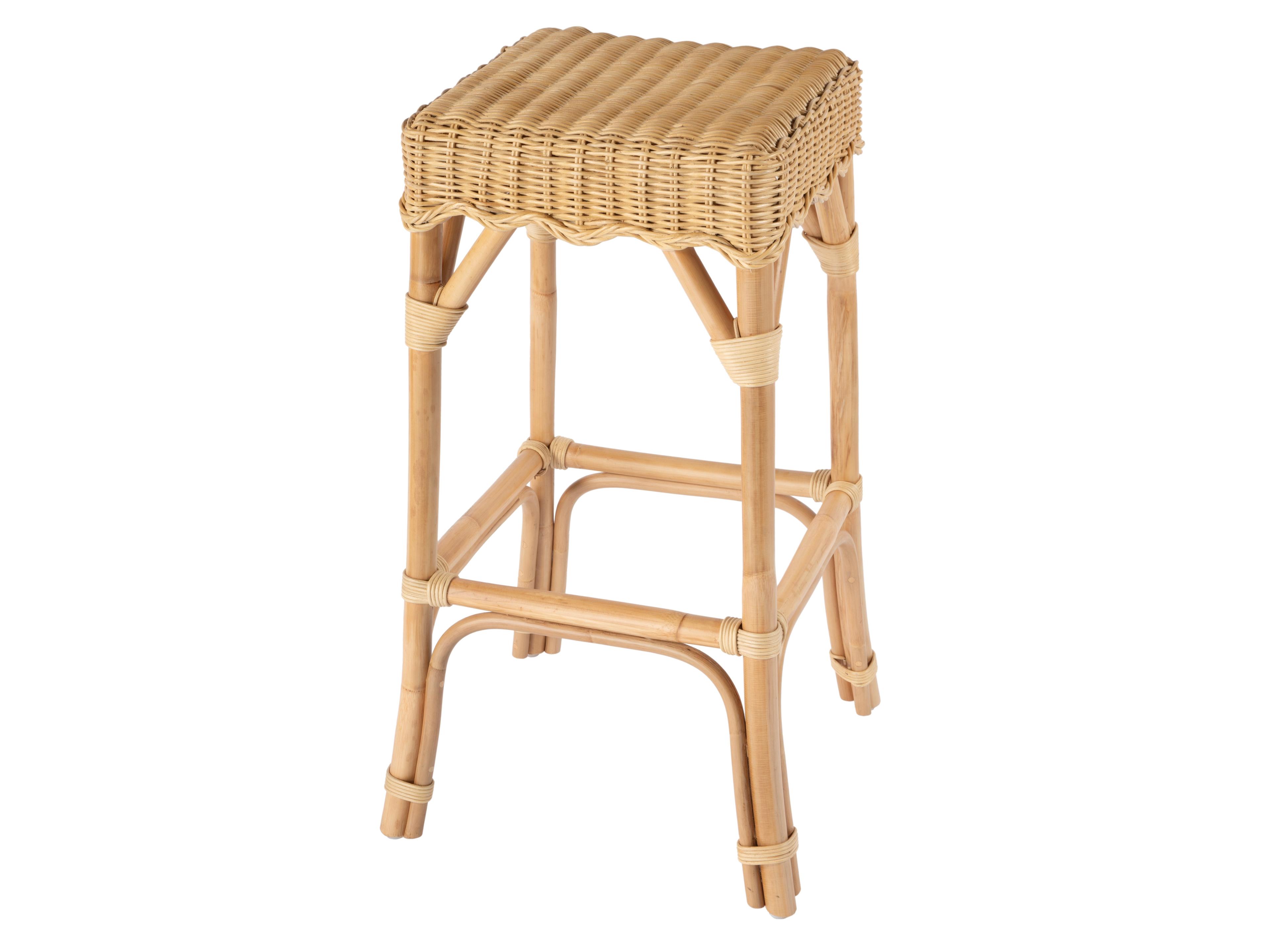 Flora Natural Rattan Mahogany Wood Bar Stool