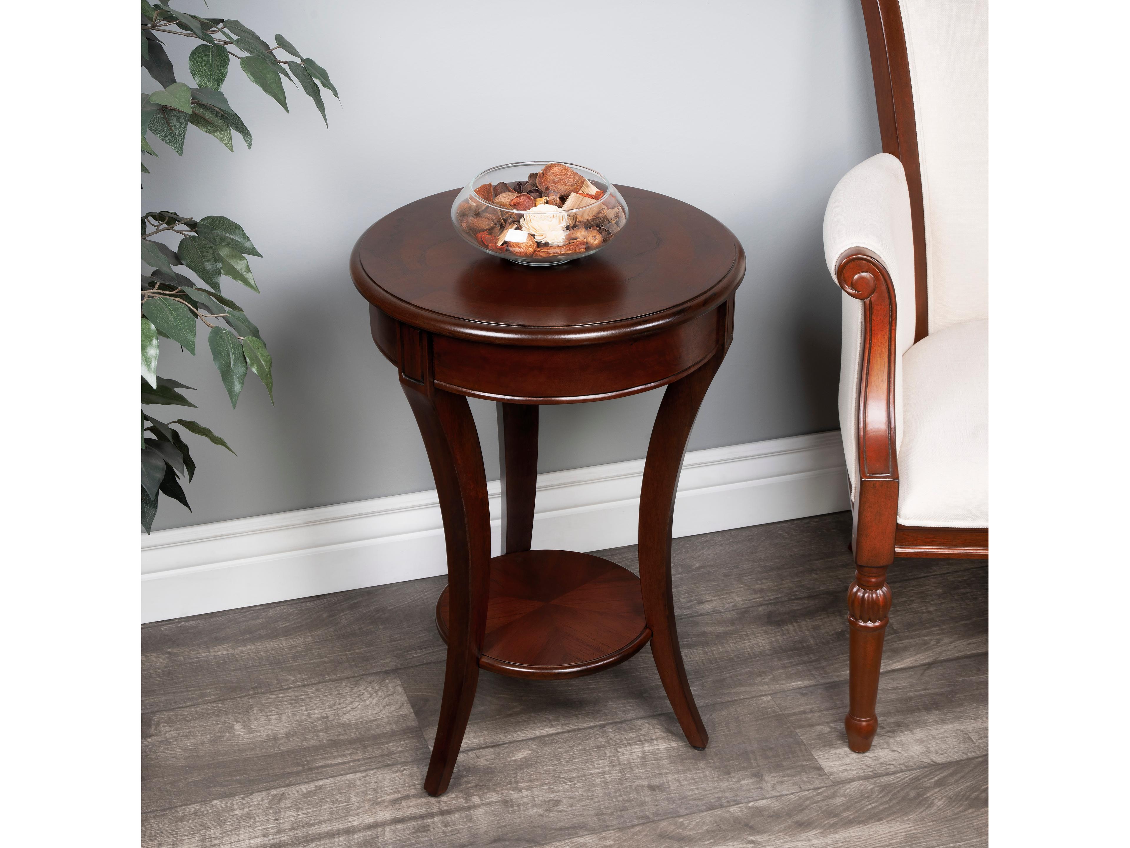 Butler Holdin Round Wood Cherry End Table