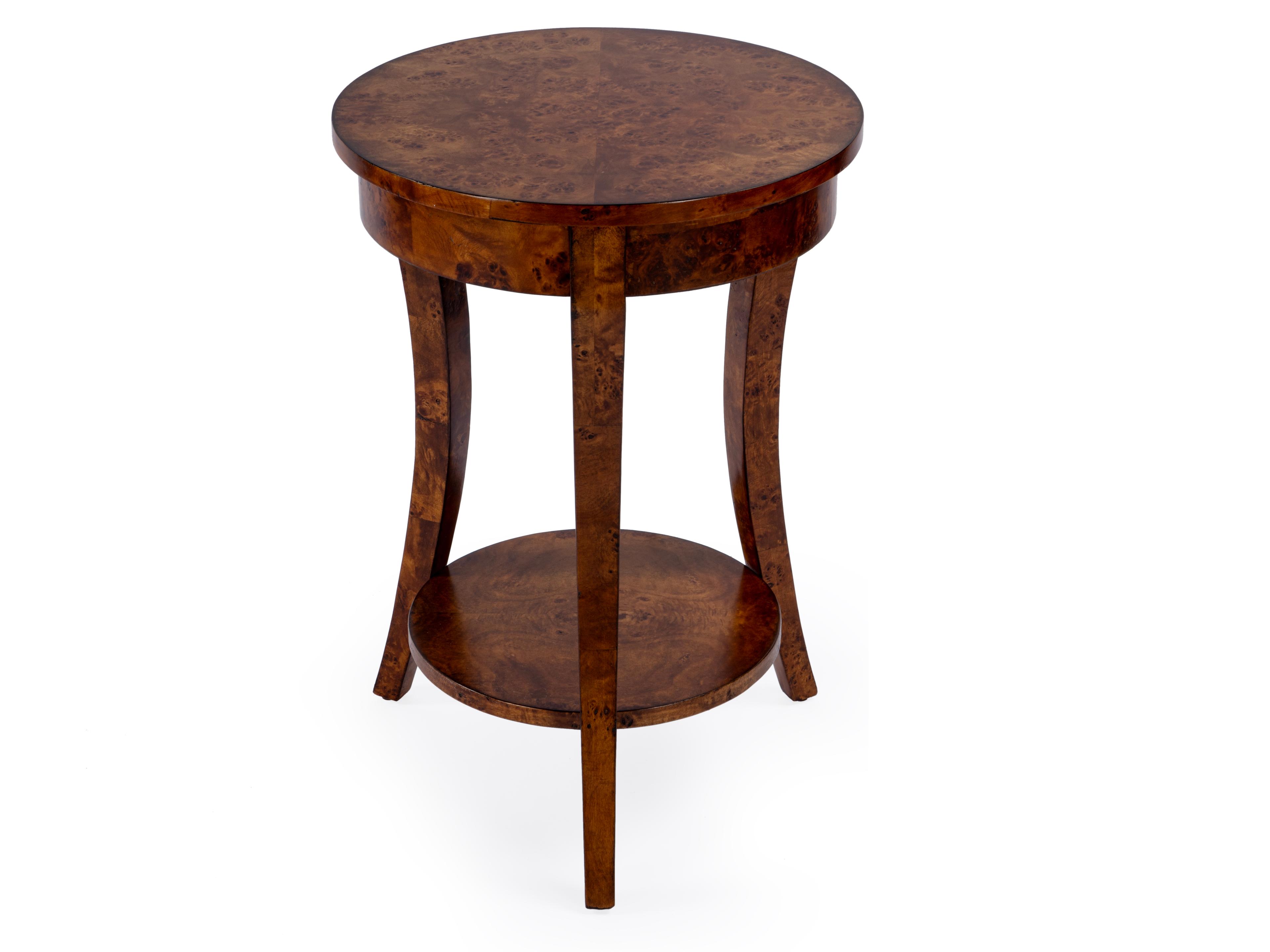 Butler Holdin Round Wood Traditional Burl End Table