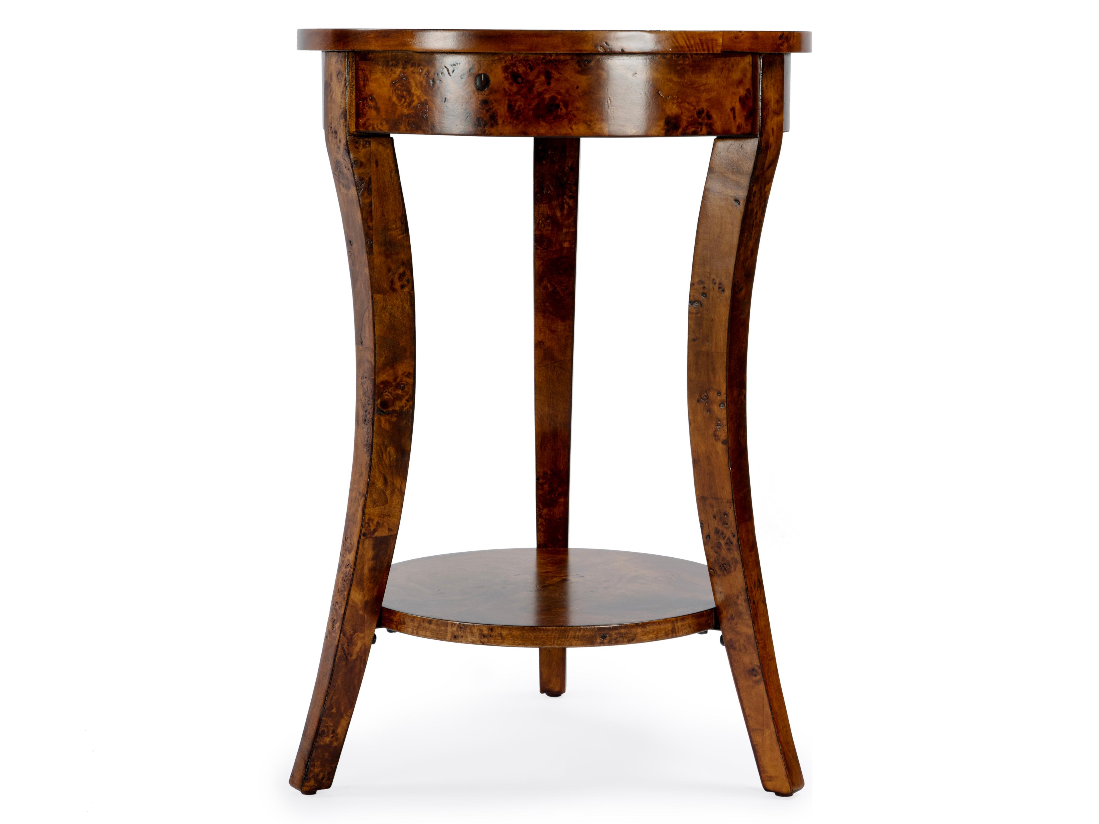 Butler Holdin Round Wood Traditional Burl End Table
